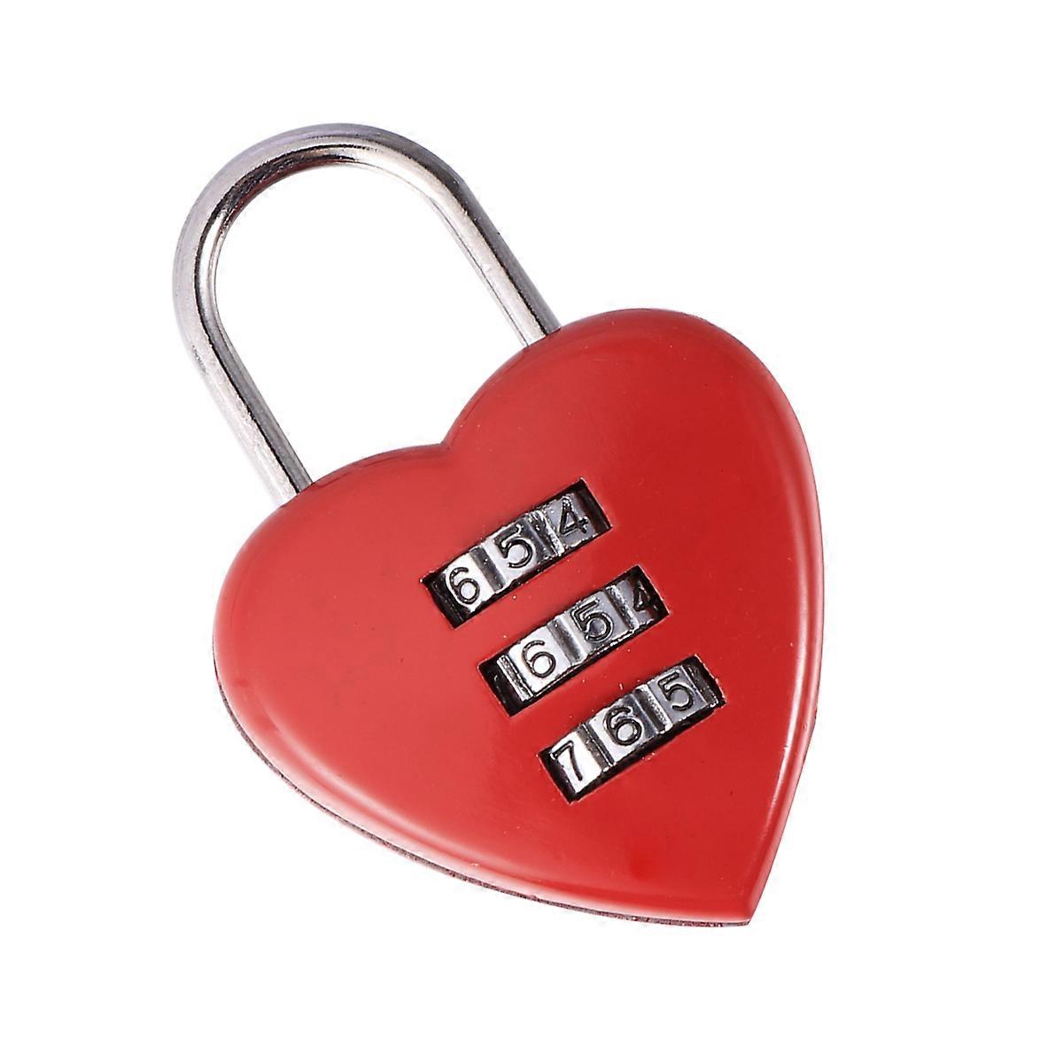 Zipper Lock Small Combination Lock Security Luggage Locks Sweet Heart Shape Design For Backpack 1Pcs