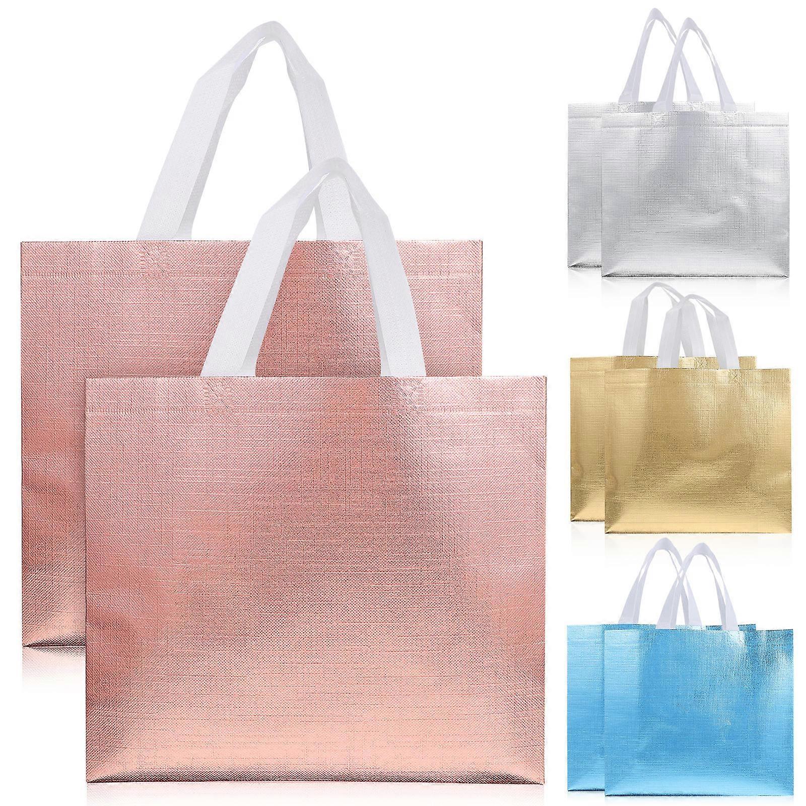 present Bags Blue Rectangular Packaging Tote Bags 8Pcs