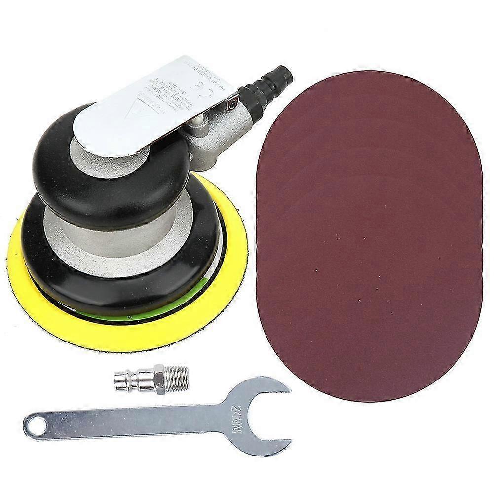 5in Pneumatic Sander Air Powered Grinding Waxing Machine Japanese Interface with 5pcs Sandpapers EU Connector