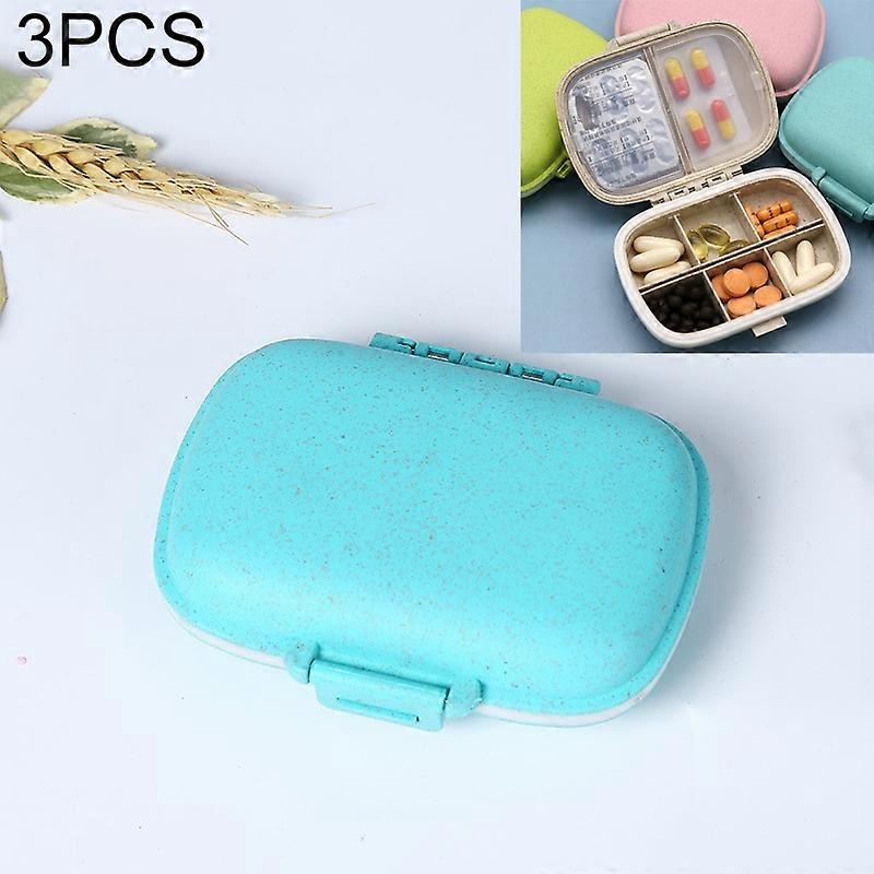 3 PCS 8-Grid Double-layer Portable Mini Straw Pill Storage Box