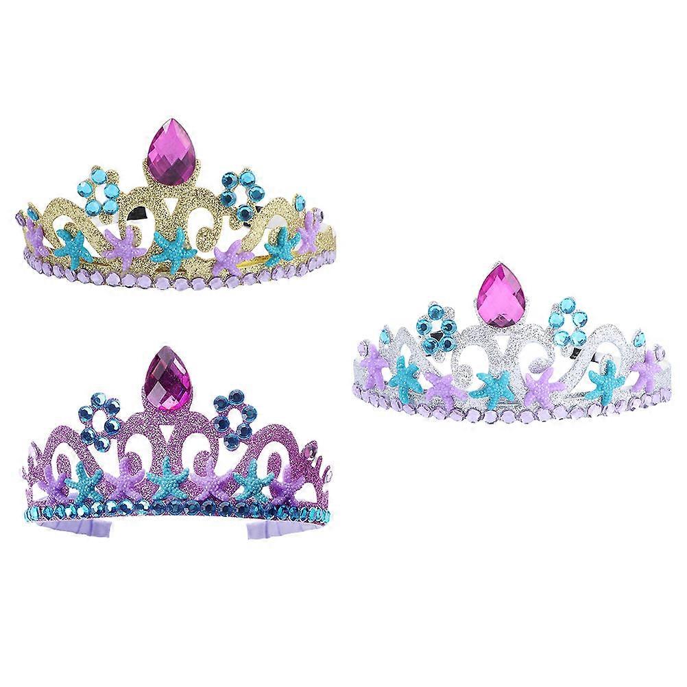 حورية البحر تاج 3 قطع اكسسوارات الشعر للنساء الفتيات حورية البحر تيارا خوذة للحفلة عيد ميلاد هالوين