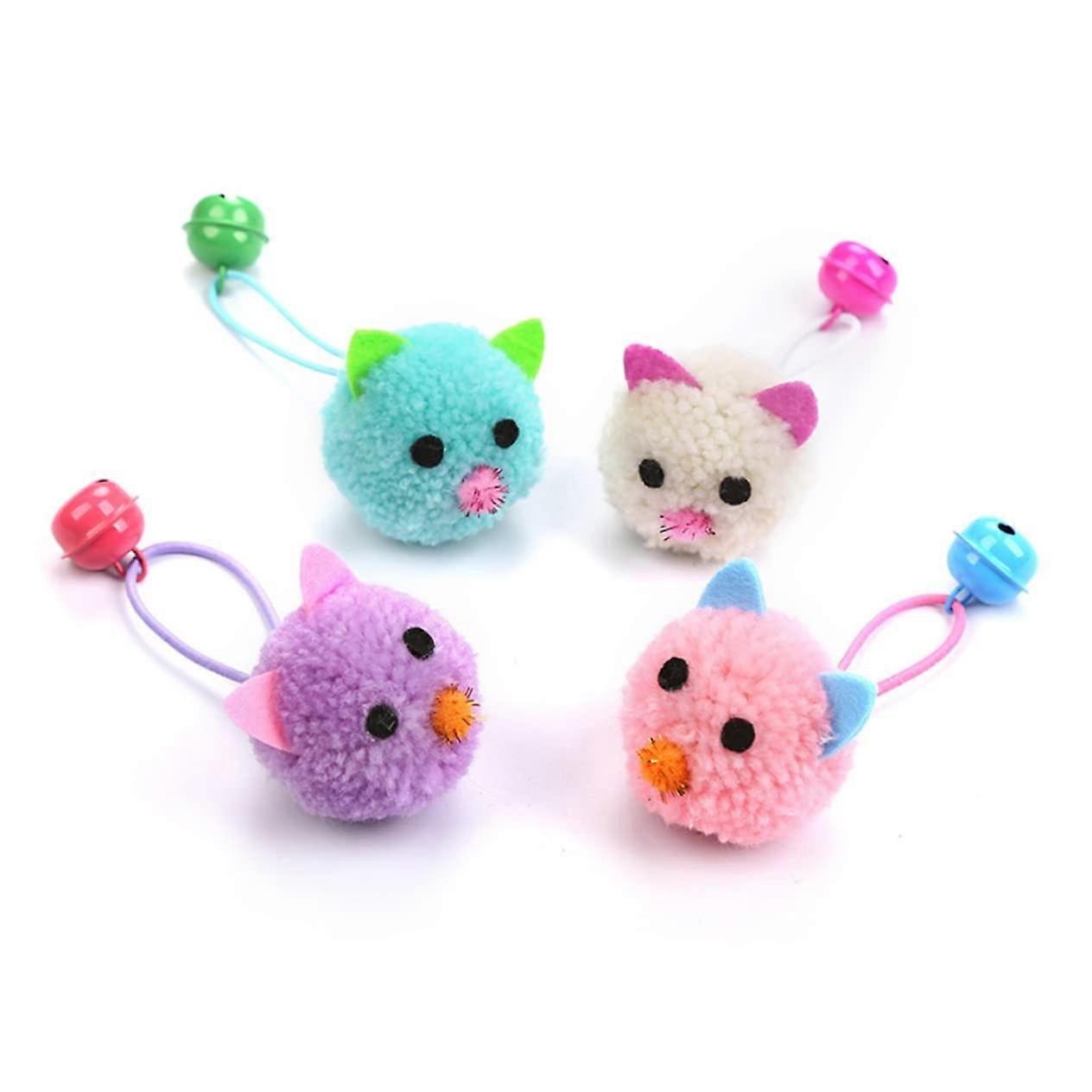 Cat Toy Set with 5 Pieces Plush Balls and Mouse Head Noise Toys Durable Safe Material for Chewing and Reducing Boredom