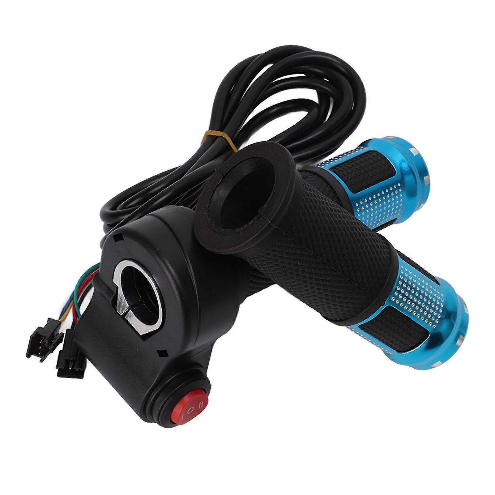 12V99V Universal 6 Core Electric Bike Throttle Handle With Two Section Three SpeedBlue YMQX)
