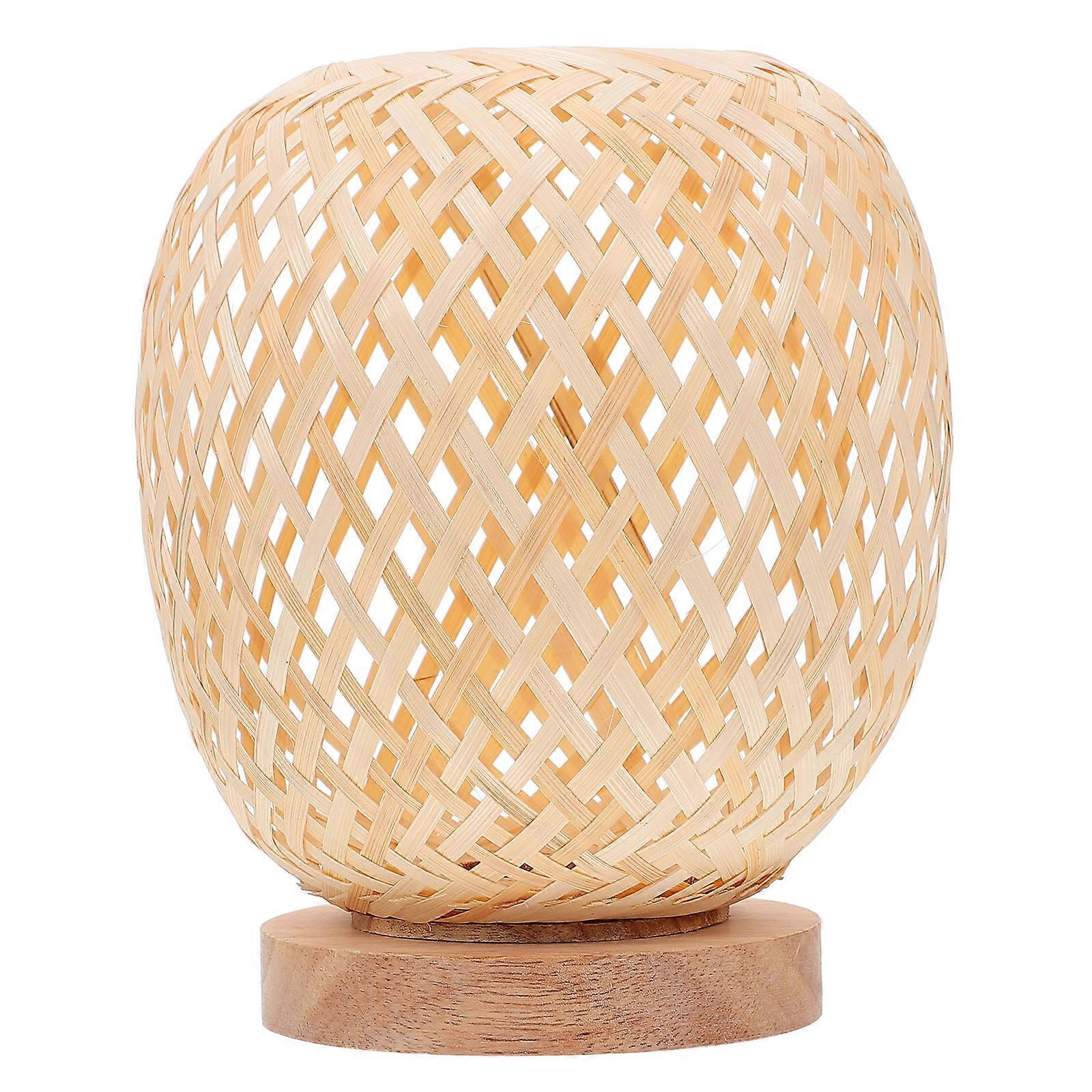 Woven Bedside Lamp Bamboo Material Living Room Decorative Lighting 21X15X15CM 1Pc