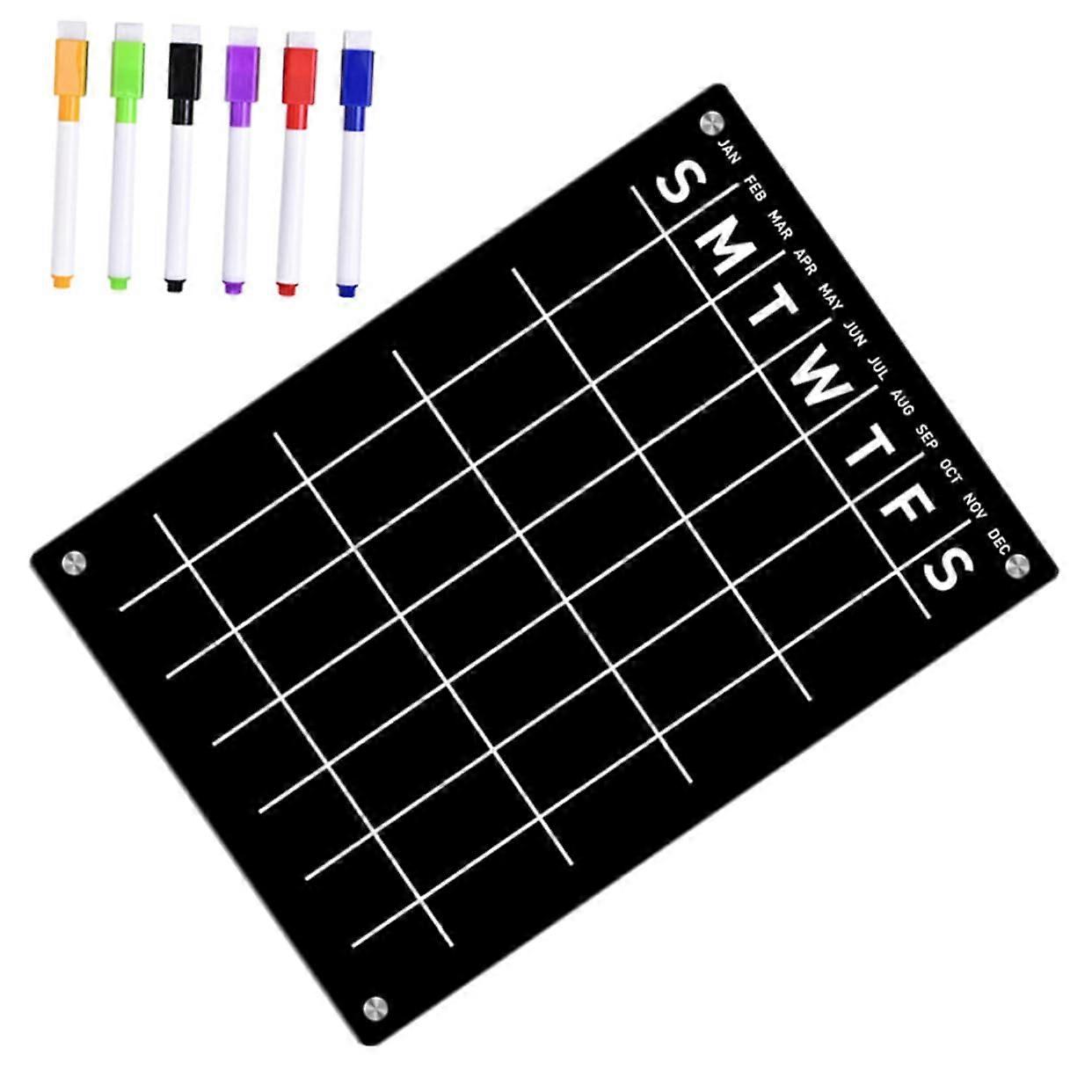 1 Magnetic Planning Board with Wipeable Weekly Overview for Refrigerator for Reminders, Family Organization, Office, and School with White Markers