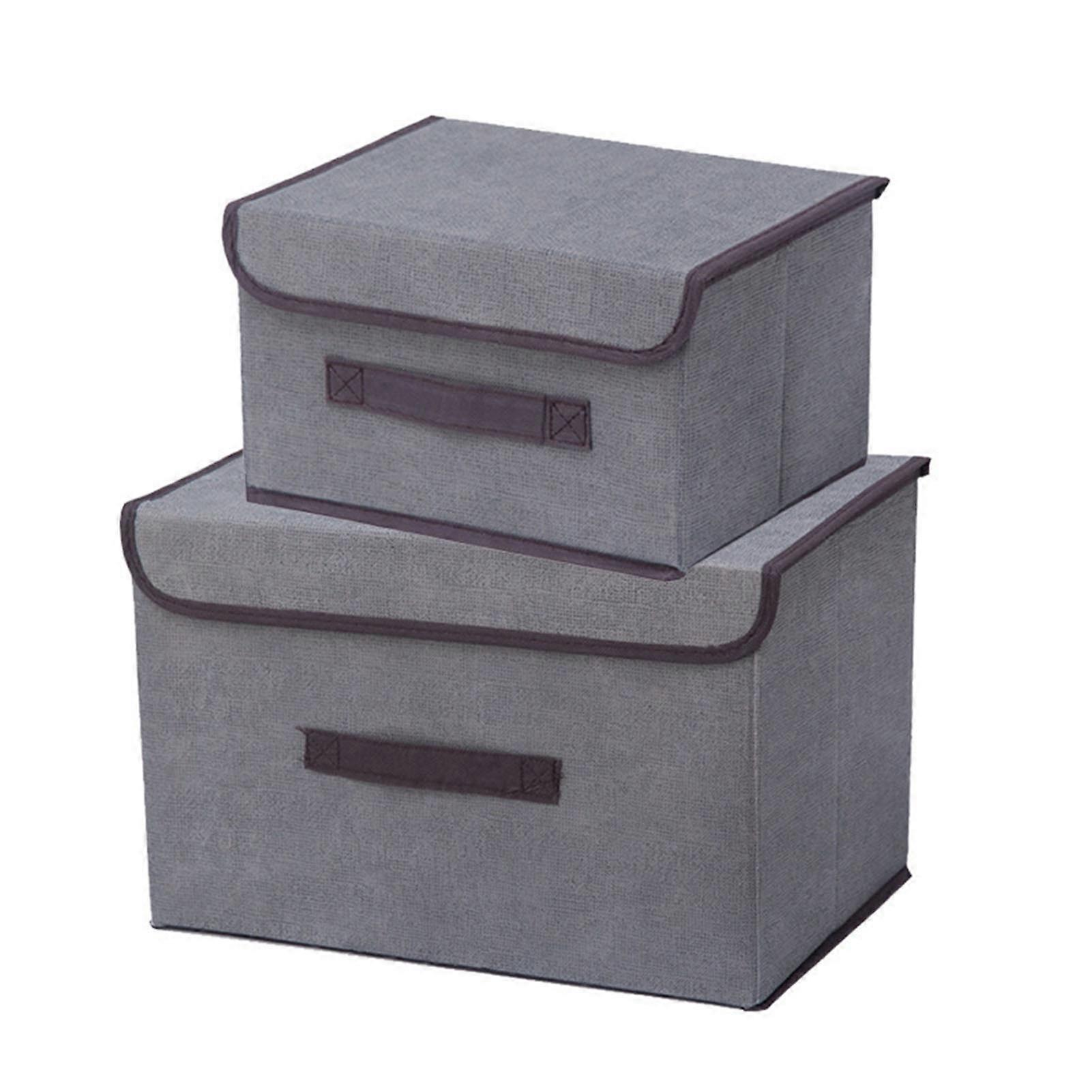 Folding Fabric Storage Boxes Gray Foldable Storage Bin Collapsible Clothes Organizer with Lid