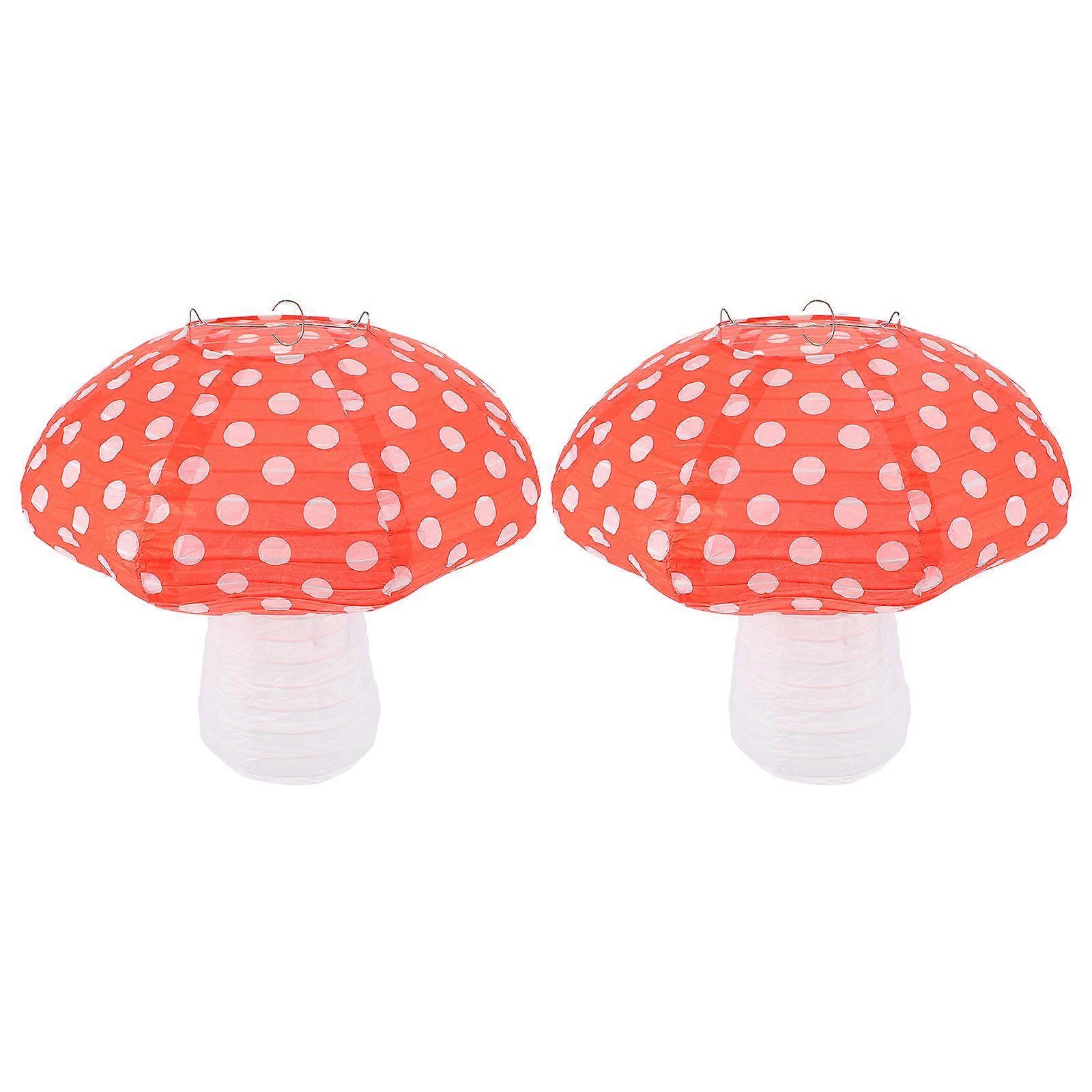2pcs Hanging Mushroom Paper Lanterns Ornament Backdrop for Party Decoration