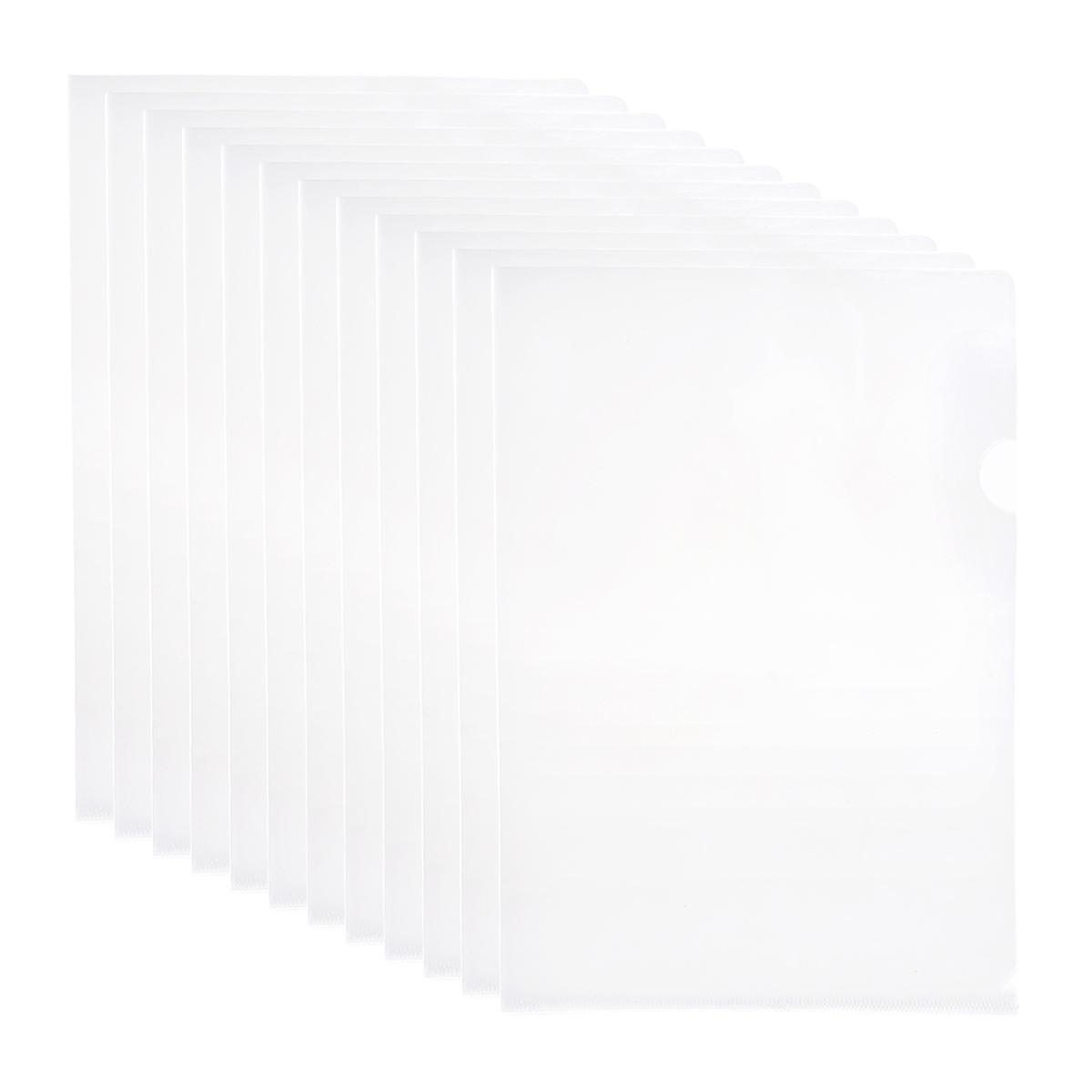 20pcs Clear L Size Plastic Document Folder A4 Letter Size Transparent White Project Pocket Copy Safe