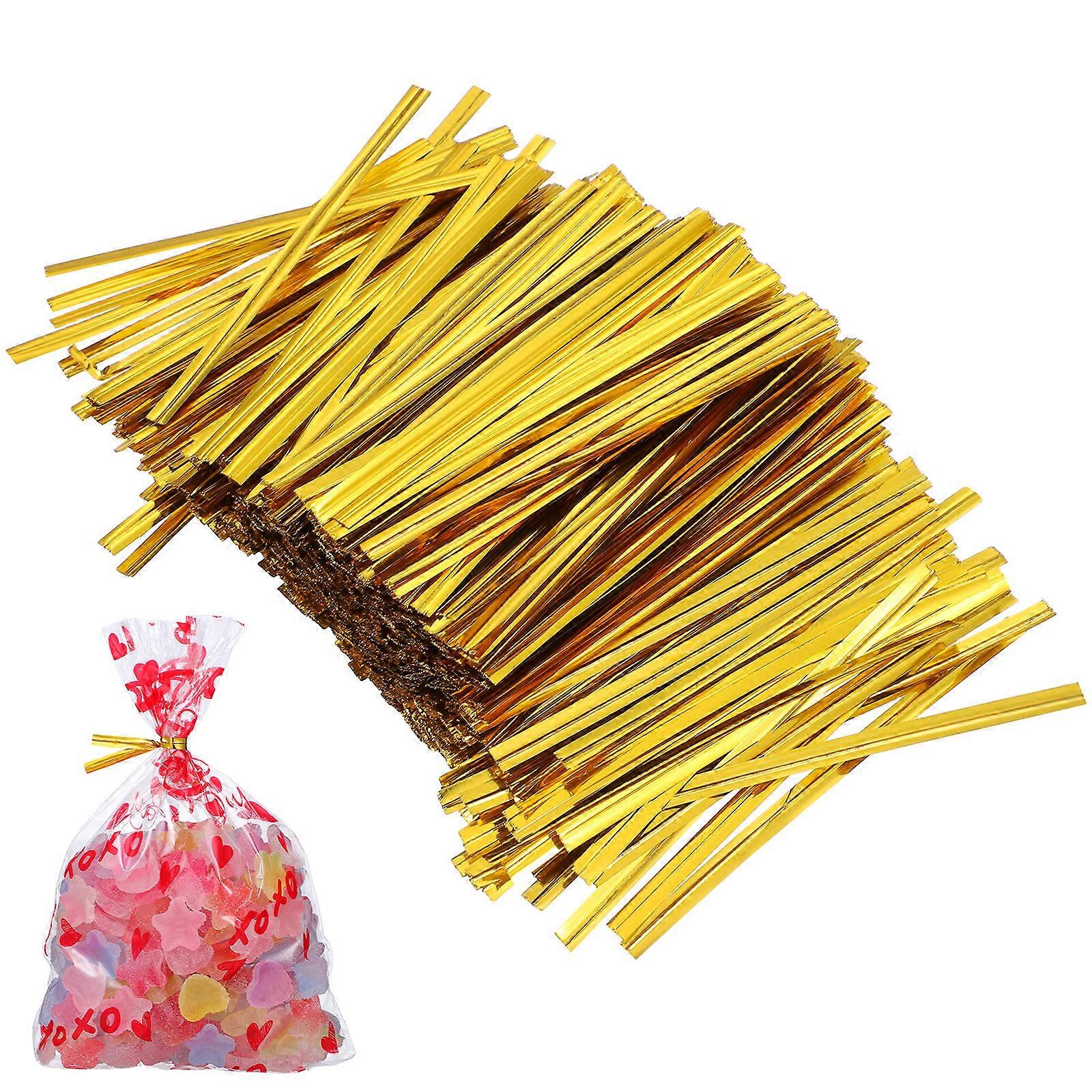 800 pcs sac de bonbons cravates fête emballage cadeau cravates pour sacs de friandises sacs de bonbons 8cm doré