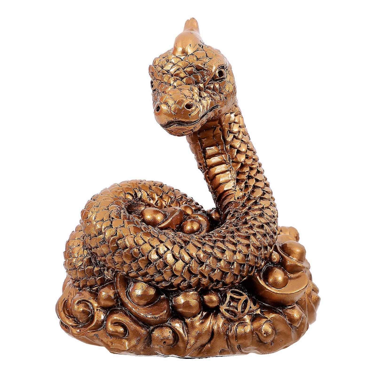 Dark Brown Resin Snake Figurine for Decoration Safe and Lifelike Craft Ideal for Desk or Shelf