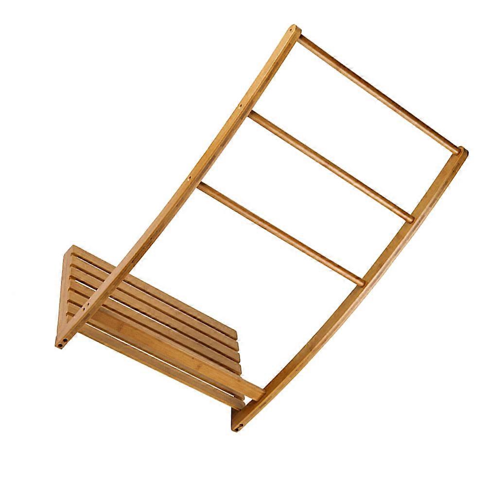 Indoor Clothes Dryer Rack Bamboo Towel Shelf Standing Towel Rack 1Pack