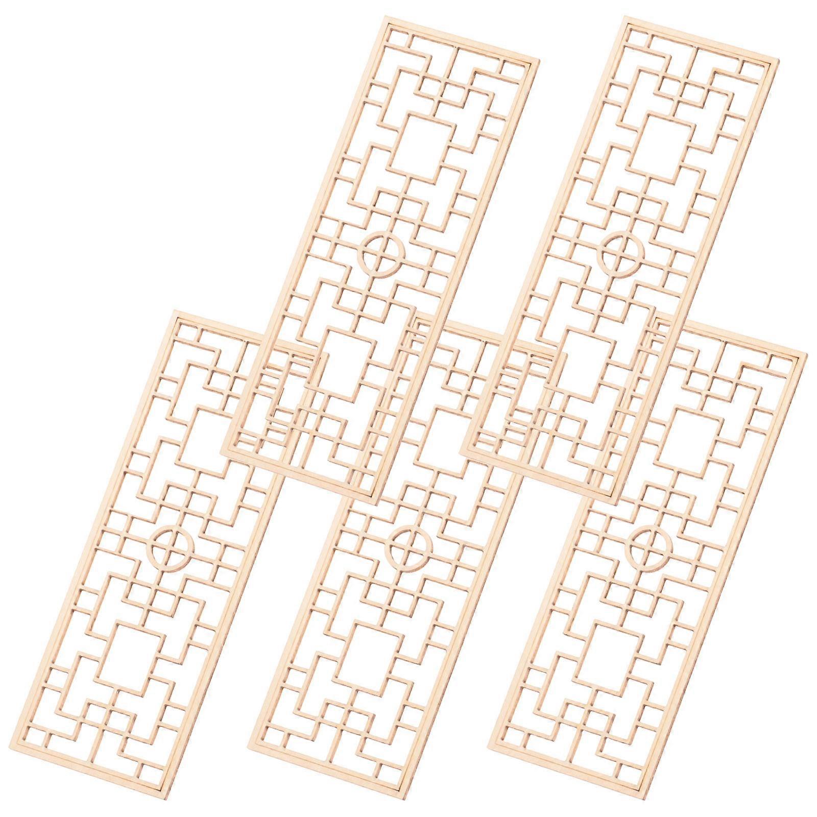 Mini Screen Model Dollhouse Folding Screen Khaki Color 11.00X4.00X0.20CM DIY Enthusiasts Decorative 5Pcs