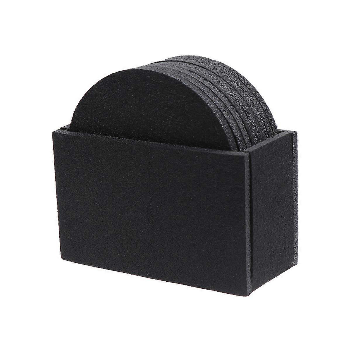 Black Felt Coasters Set of 8 for Home Use Non Slip Heat Insulation Cup Pads 3.94 Inches