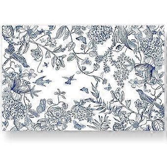 2025 2025 Neuestes Modell 50er Pack Blumen- und Vogelpapier Tischsets Blaue und weiße Hortensienzweige