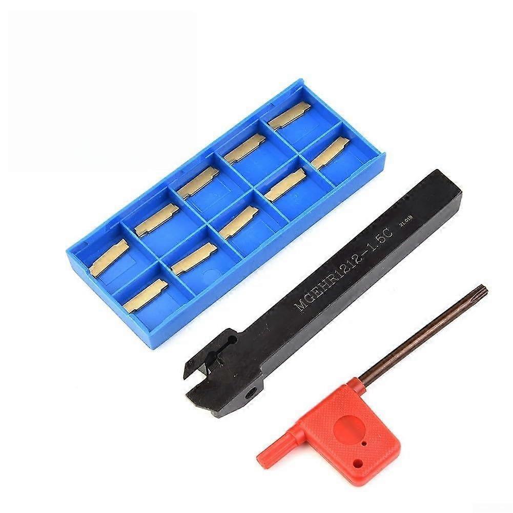 MGEHR1212-1.5 Professional Tool Holder Set with 10 MGMN150-G Carbide Inserts for CNC Lathe Metal Cutting Tools