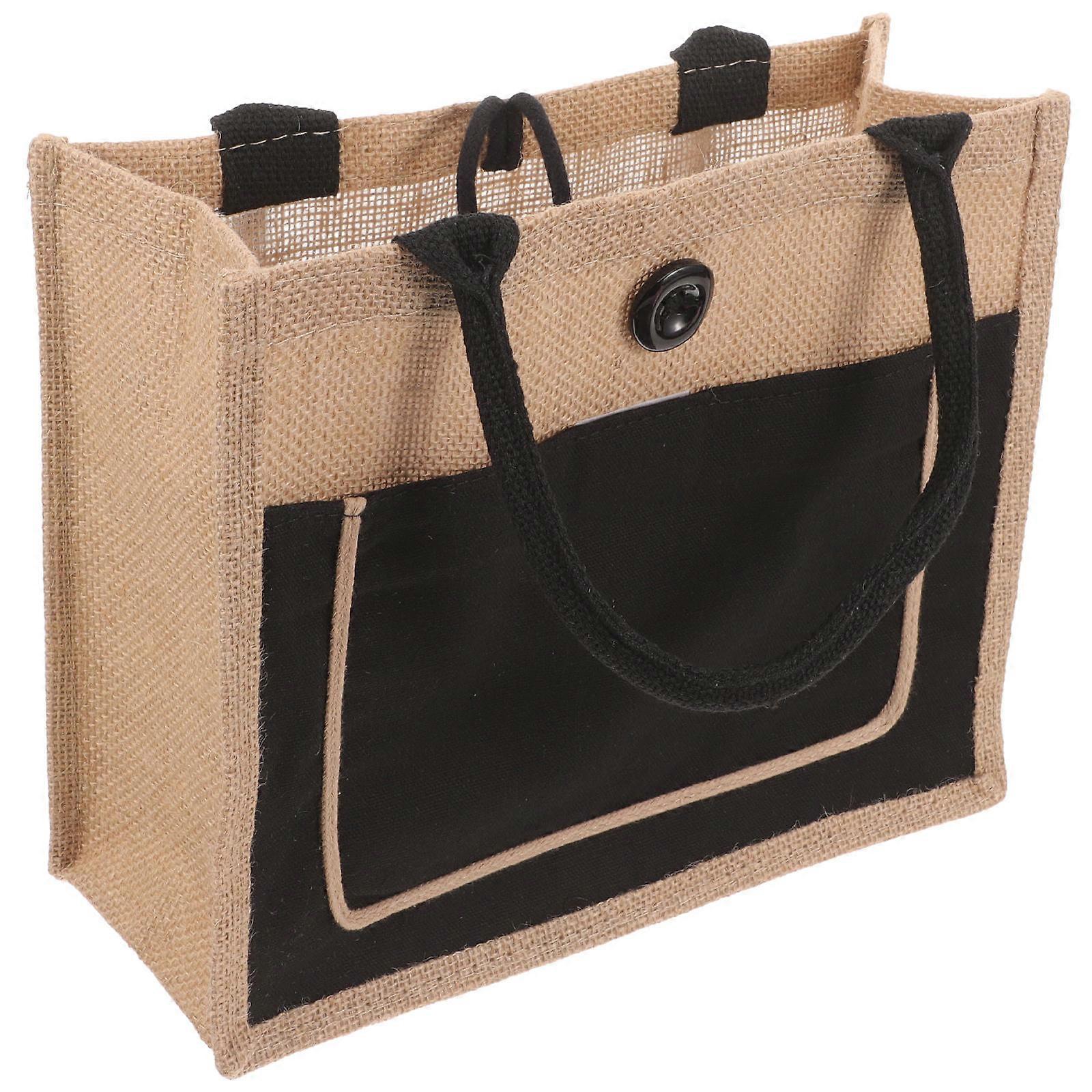 Lightweight Reusable Jute Shopping Bag with Handles for Grocery and Everyday Use, Portable Tote for Organizing Groceries