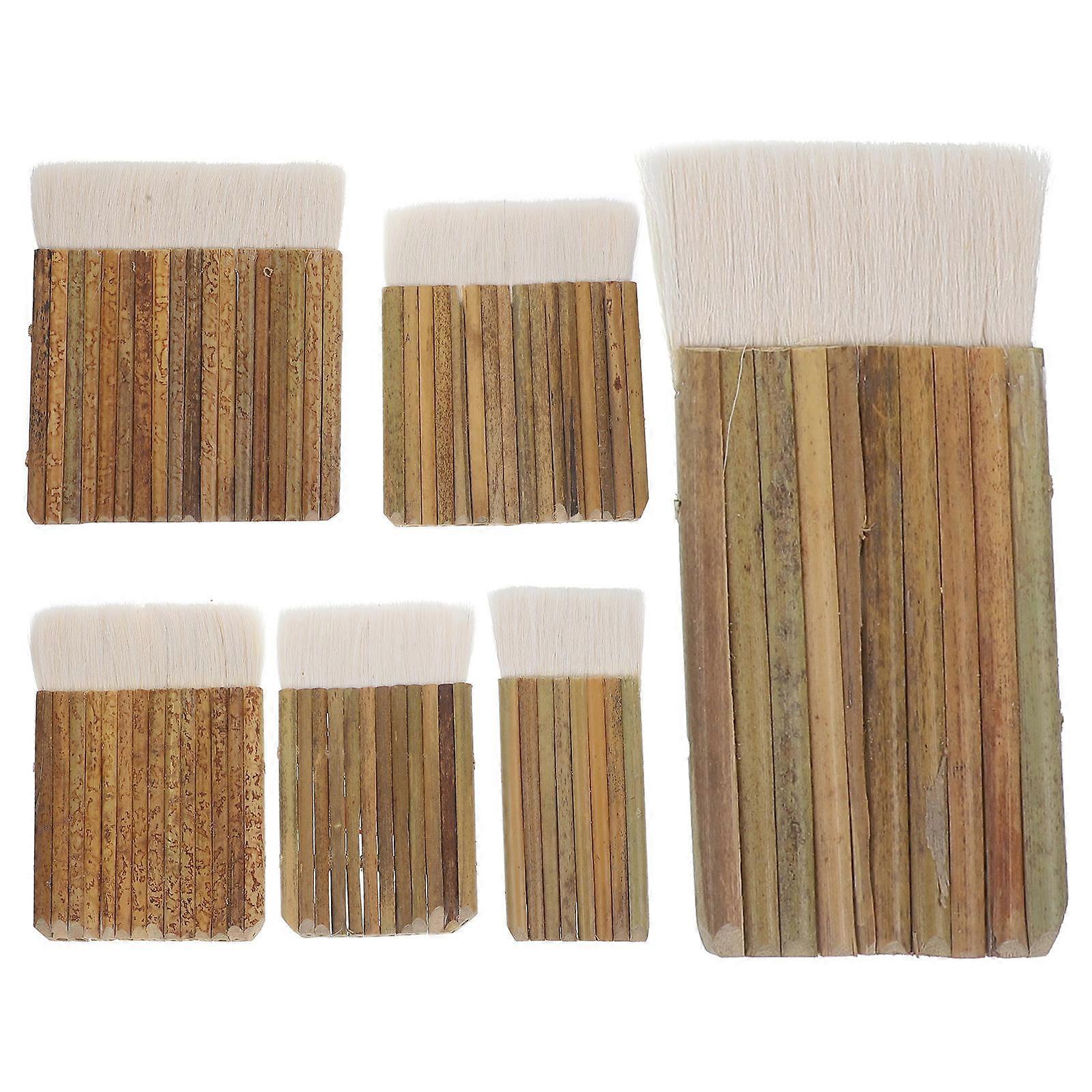 Sheep Hair Paint Brush Set with Wooden Handle for Crafts Projects and Furniture Painting 6pcs