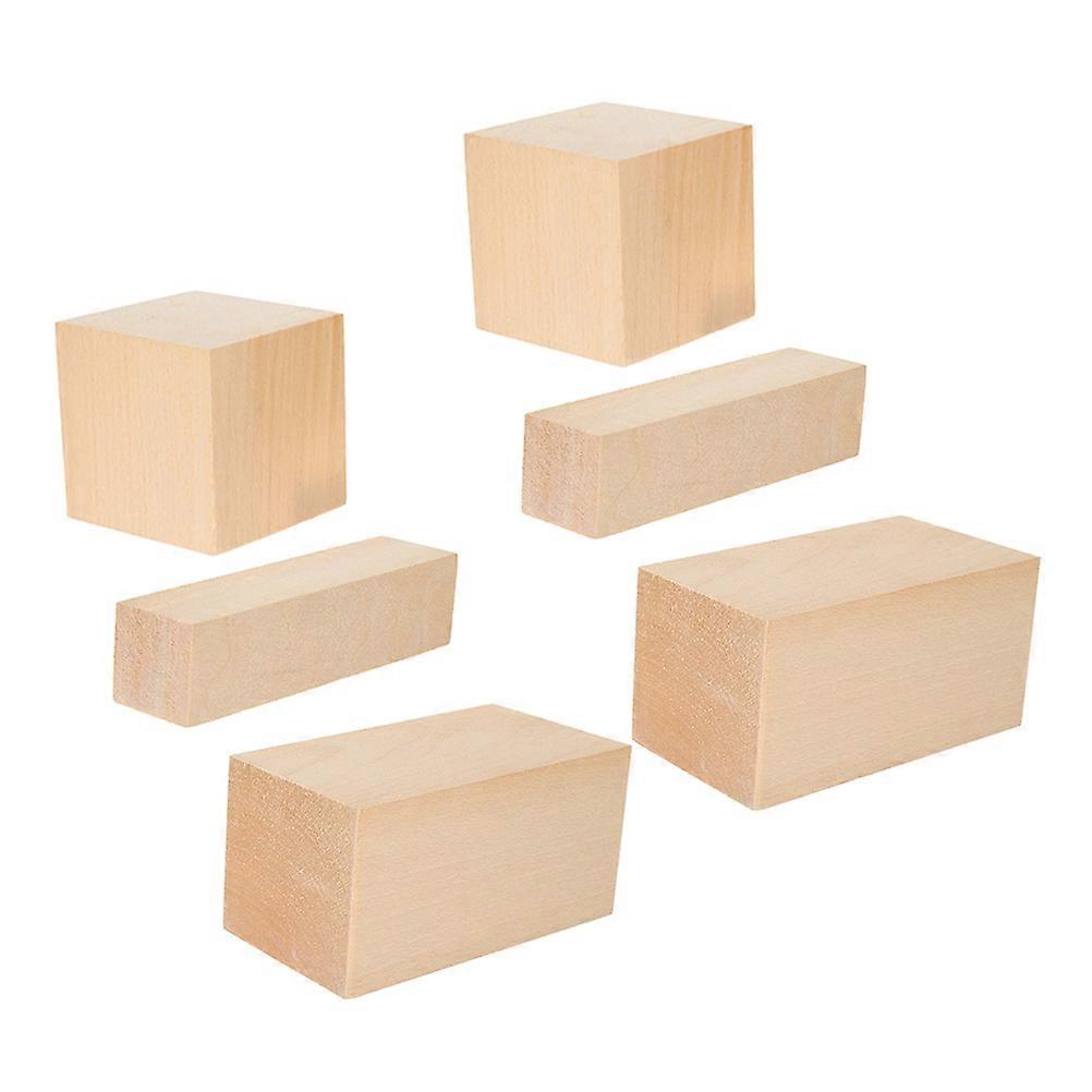 6pcs Unfinished Basswood Blocks for DIY Crafting, Painting & Home Decoration – Easy to Cut & Shape