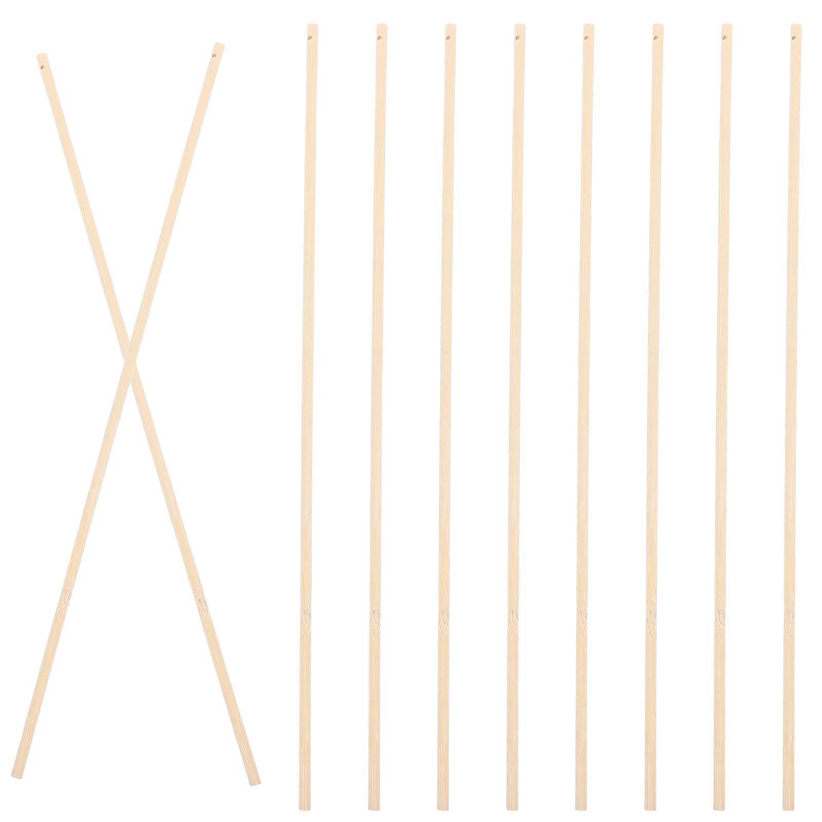 Bamboo Fan Handles for DIY Projects and Decor Light Yellow Sturdy Material Versatile Use 10pcs