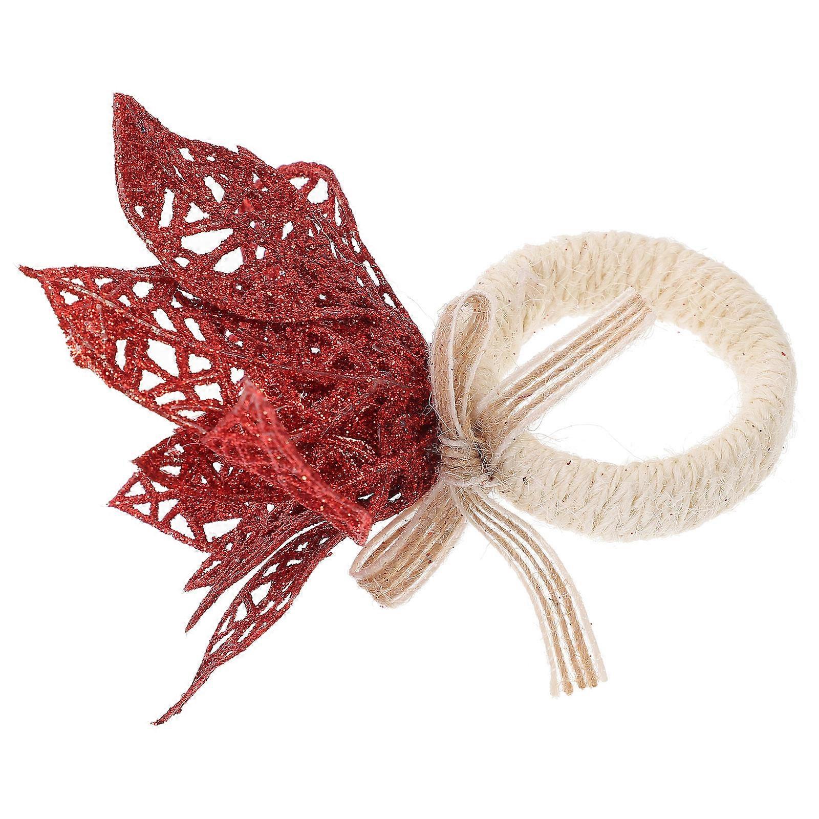 Ronds de serviette de Noël Corde de chanvre Matériau Conception délicate Utilisateurs à domicile Dîner de mariage Accessoire 3,9 ×1,4 ×1,4 pouces Décor de pièce maîtresse 1Pack