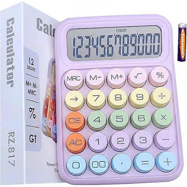 Creative Electronic Cute Color Calculator, Round Button Calculator, 12 Digit LCD & Large Round Buttons, Cute Calculator