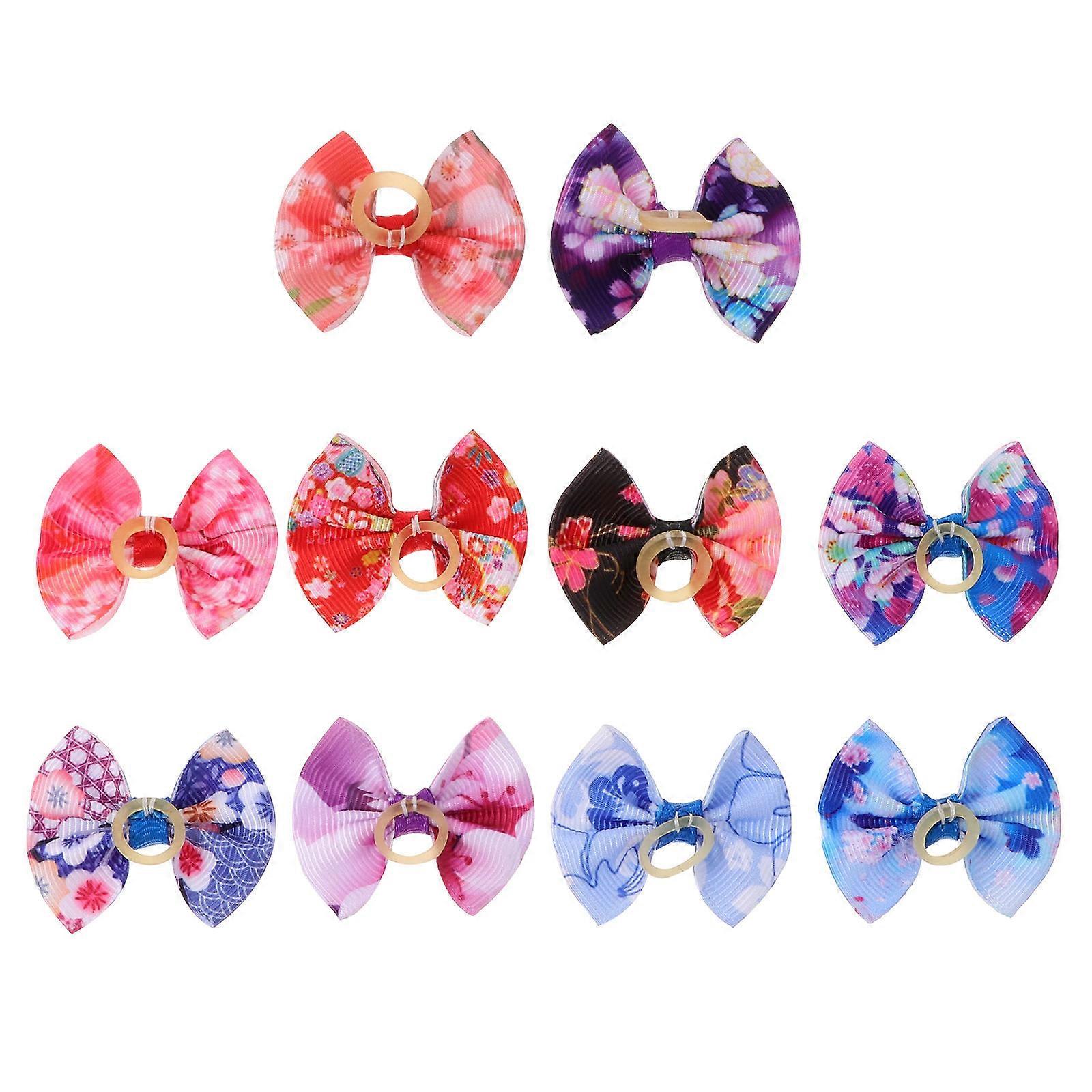 Dog Hair Bows Bowknot Hairbands for Pet Wearing 10Pcs Assorted