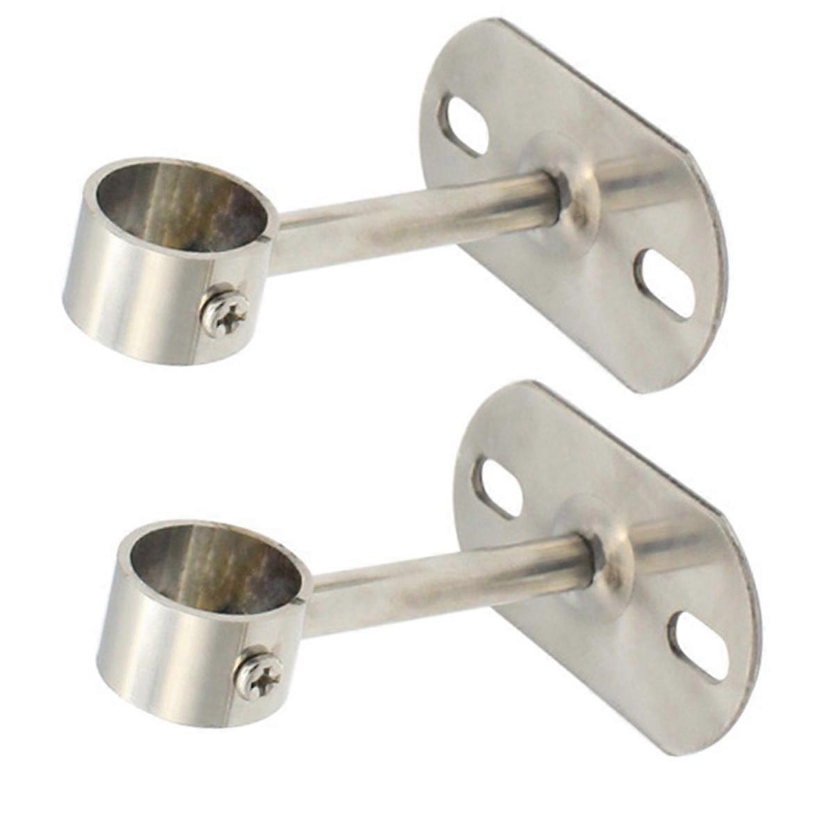 Curtain Pole Bracket Stainless Steel Hanging Towels Clothes Heavy Duty Design Wardrobe 2Set