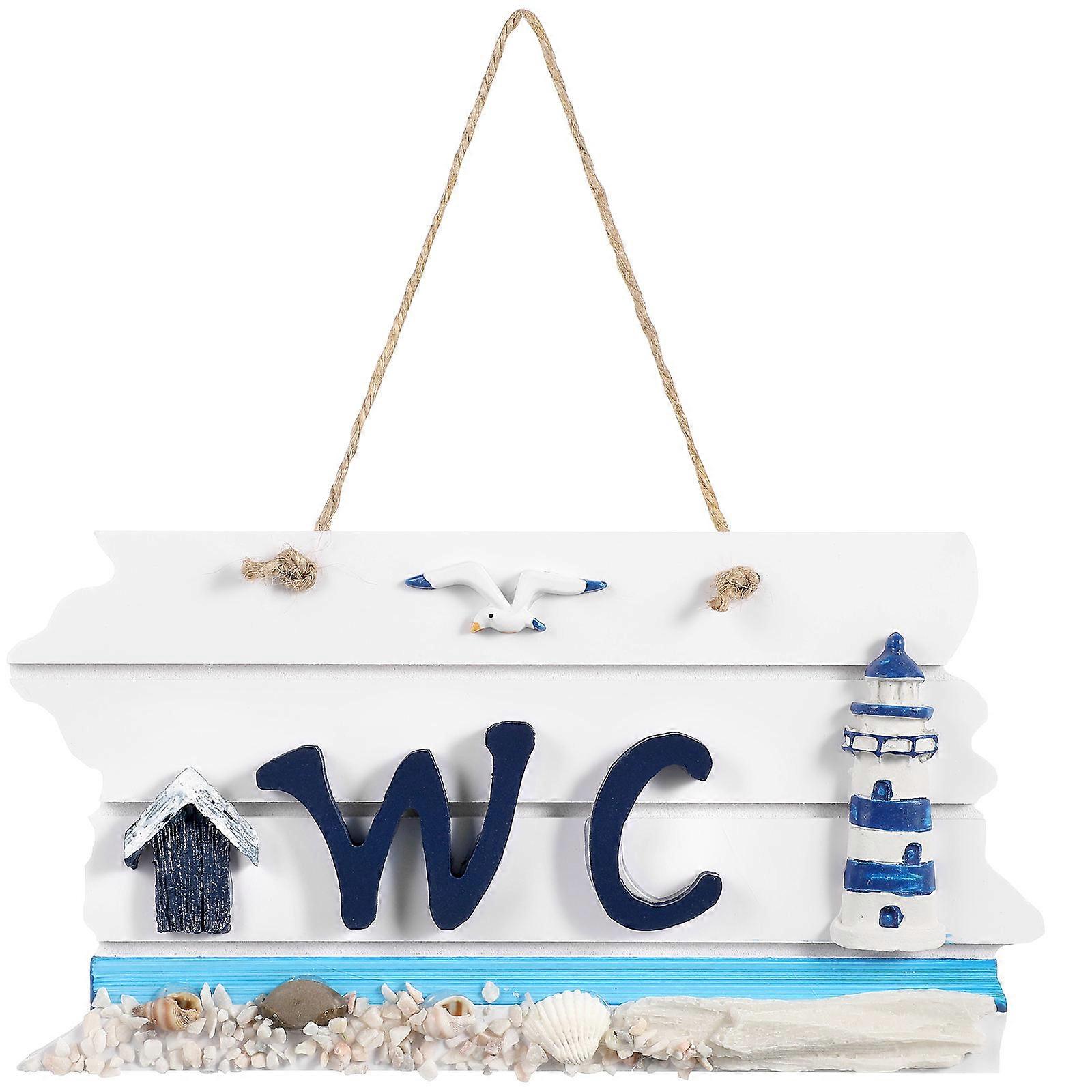 Lighthouse Wall Hanging Wooden WC Plaque Bathroom Use Handcrafted Design 1 Piece