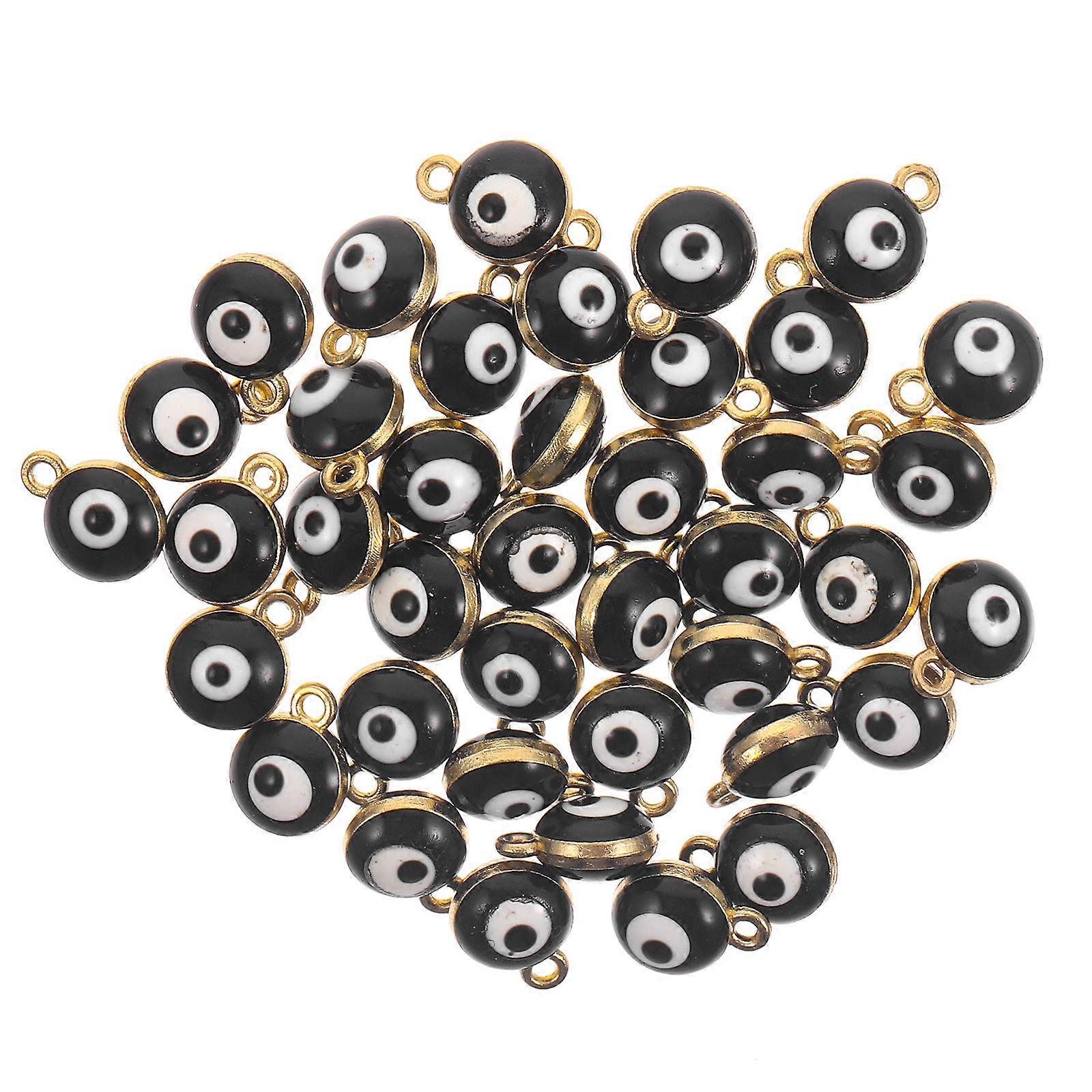 Alloy Evil Eye Charms For DIY Jewelry Making With Protective Symbol In Black Featuring 40Pcs Pendants