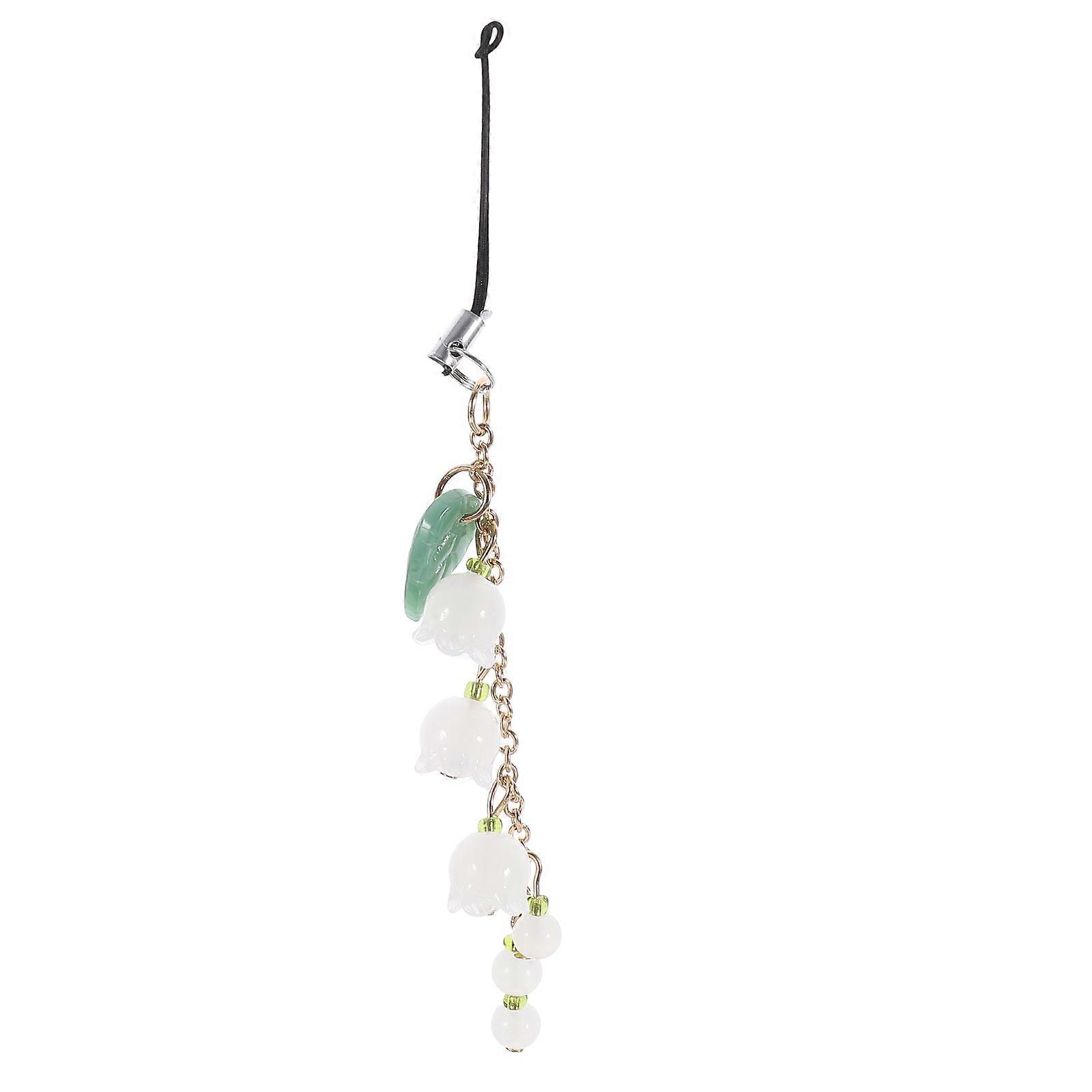 Flower Shaped Phone Charm Lanyard with Jade Pendant – Stylish and Durable Accessory for Handbags, Easter, Birthdays