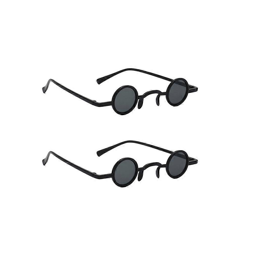 Creative Sunglasses Retro Style Glasses For Festive Occasions Unisex Black Frame And Gray Pattern 2Pack
