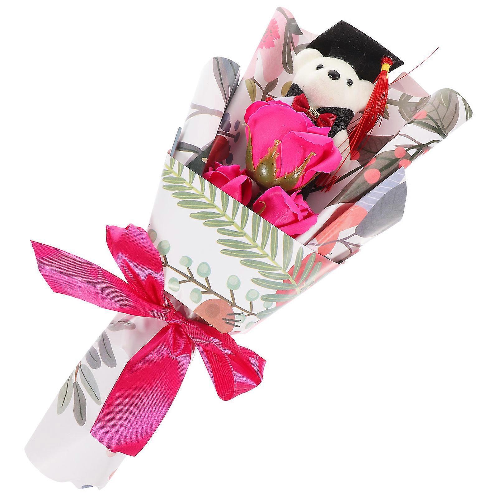 Graduation Bouquet Featuring Adorable Plush Bears Recipients of Rosy Color 1Set
