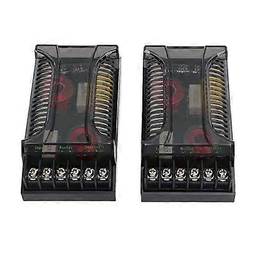 Car Audio Frequency Divider, 2 Pieces 12V Universal Car 2 Way Audio Crossover Overcurrent Protection Car Audio Speaker Frequency Splitter