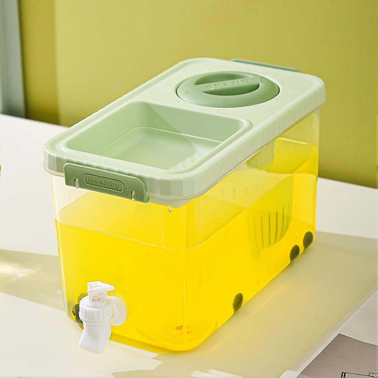 4L Beverage Dispenser with Tap and Timer Function, Green Drink Server, Ideal for Parties and Events