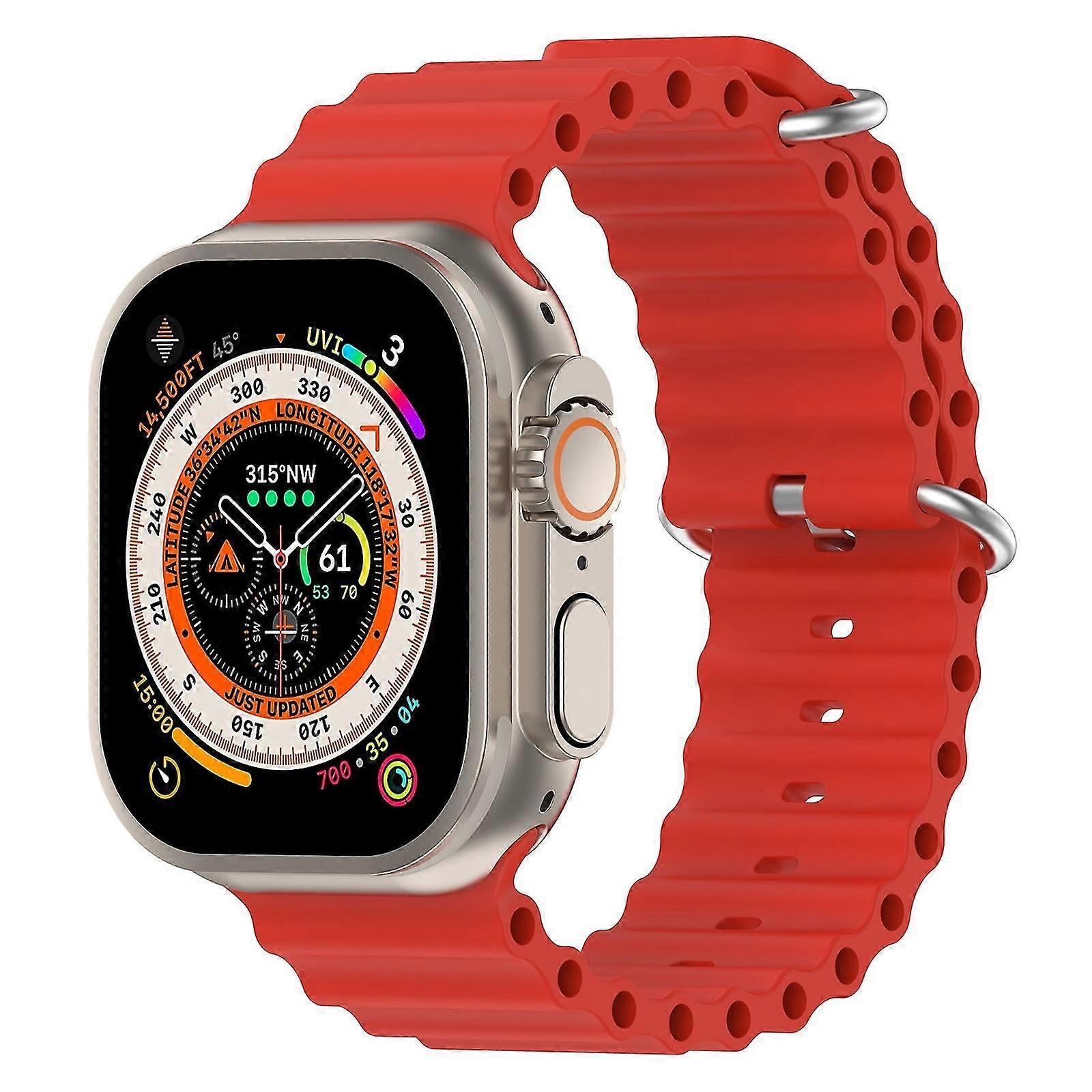 适用于 Apple Watch Ultra 49mm/Series 8&7 45mm/SE 2&6&SE&5&4 44mm 的海洋硅胶表带