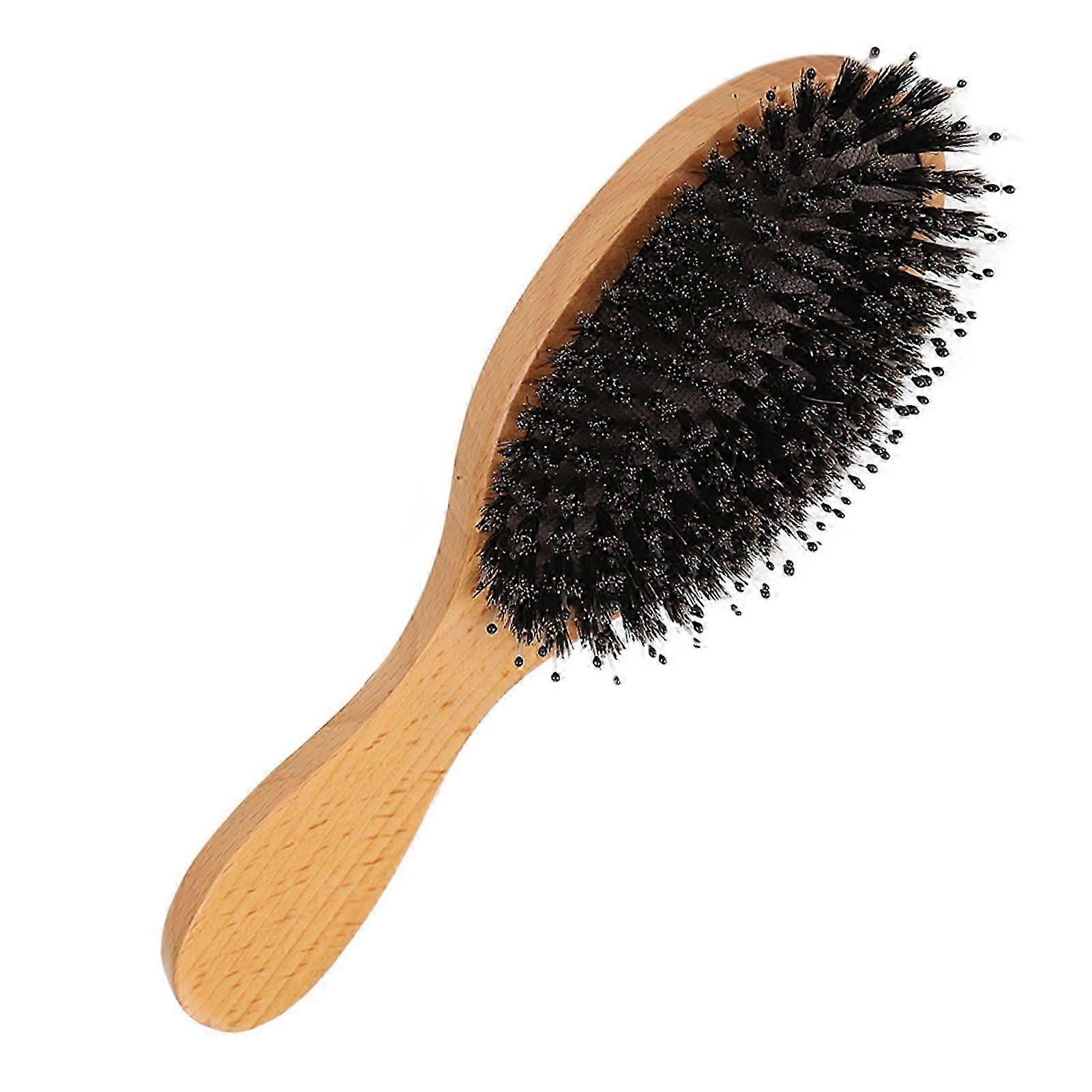 Natural Boar Bristles Hair Brush, Promote Hair Growth with Flexible Bristles for Gentle Detangling, Stimulate Scalp and Distribute Natural Oils for