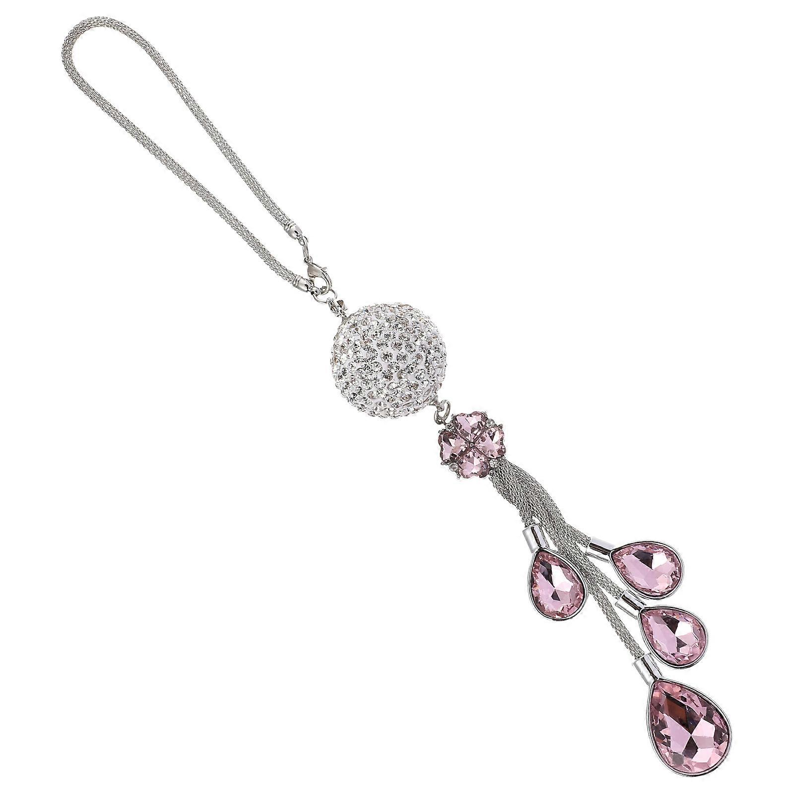 Car Pendant Decoration Diamond Embedded Rearview Mirror Crystal Pendant 27X3X3Cm Simple Design Car Accessory 1Pack