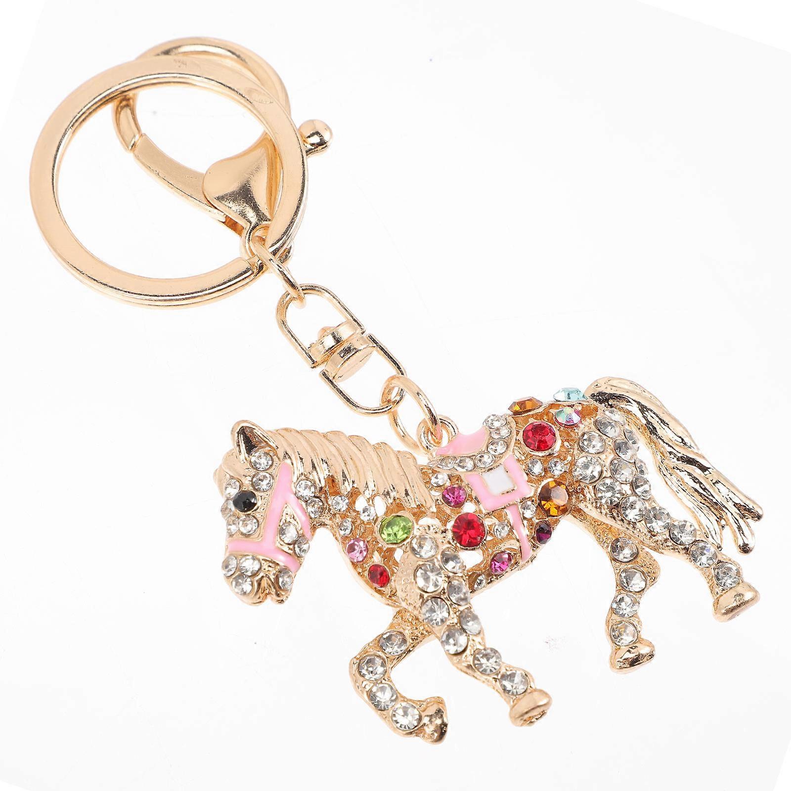 Bling Purse Charm Horse Keychain And Children In Multi Color With Unique Design Features 1Set