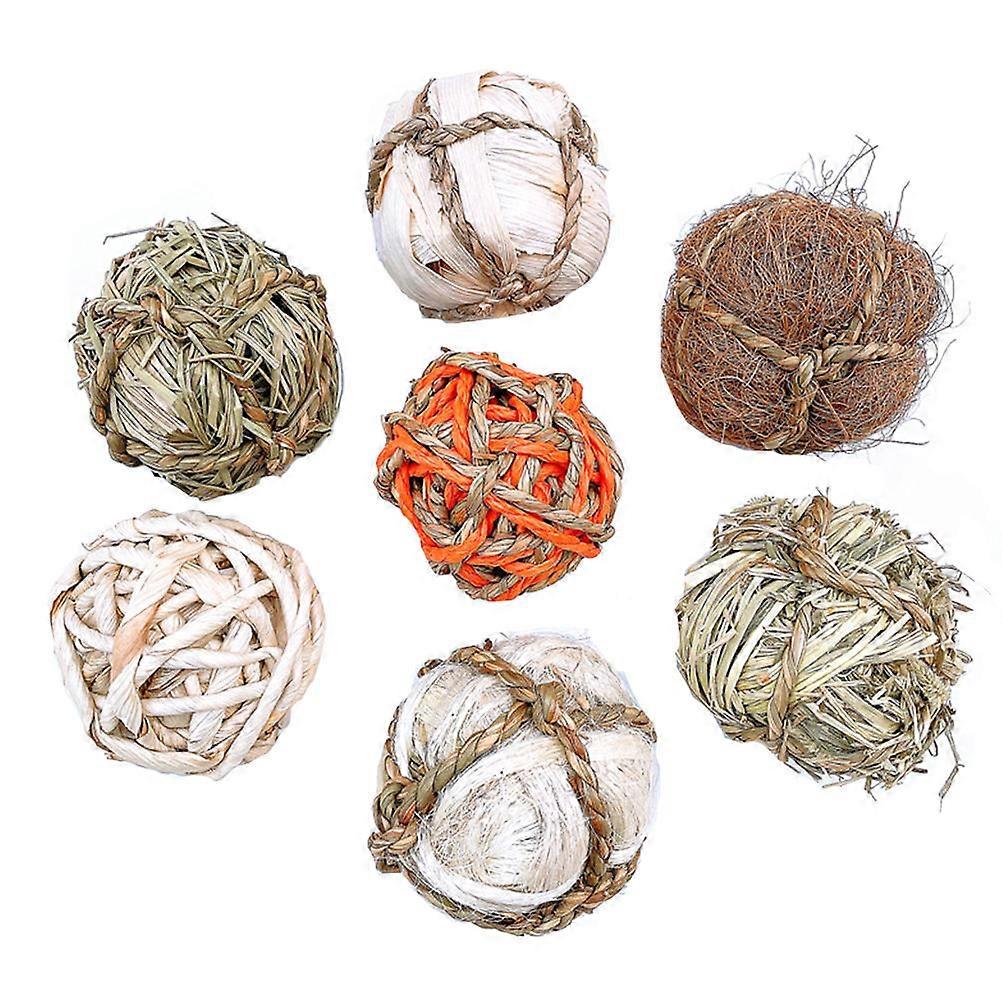 Natural Material Toy Balls 7Pcs Rabbit Rattan Woven Balls Designed For Interactive Play