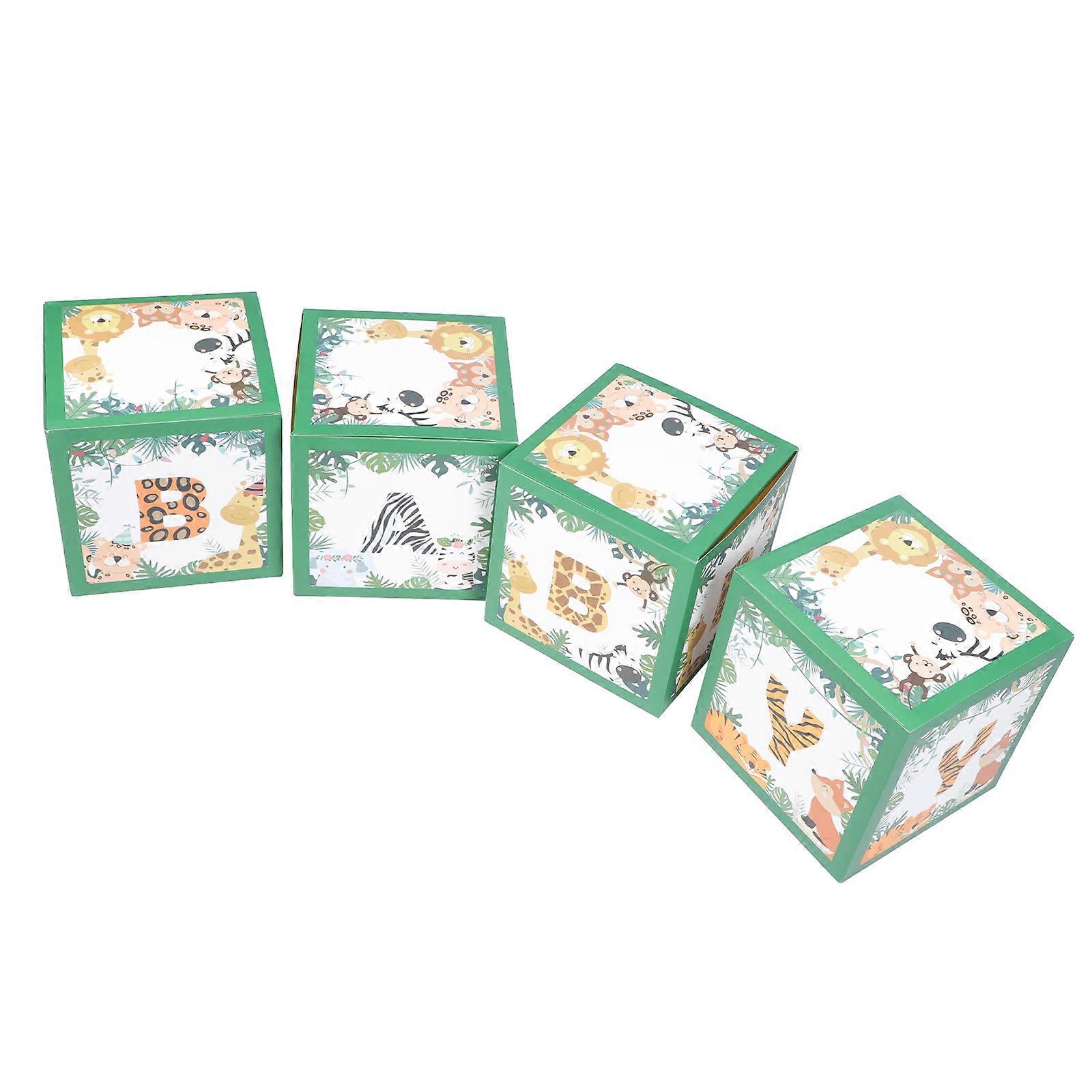 Animal Pattern Balloon Boxes Designed For Baby Shower Events With Paper Material And Compact Size 4Set