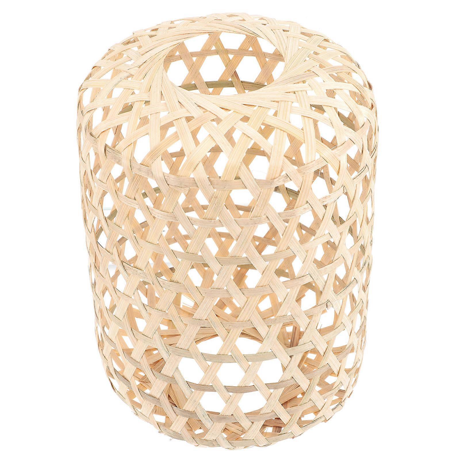 Bamboo Woven Lampshade for Home Use Light Yellow Ceiling Light Cover with Comfortable Touch 6.3