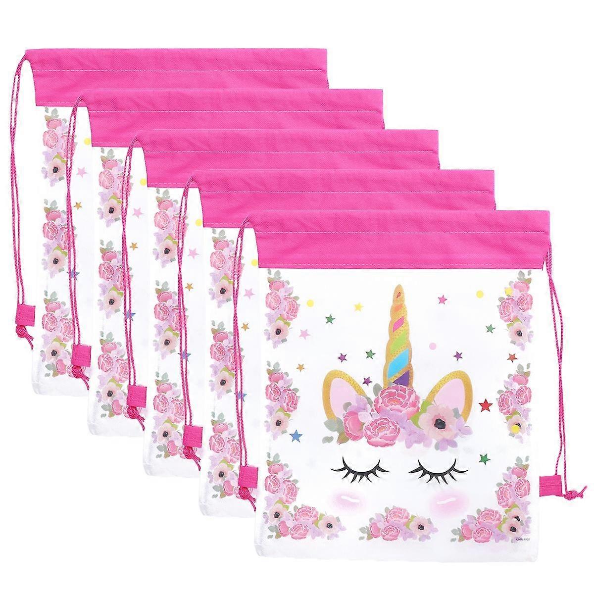 10Pcs Non-Woven Fabric Drawstring Bags Ideal For Gift Packaging Featuring Cartoon Unicorn Design 34.5x17.5x0.5 Cm