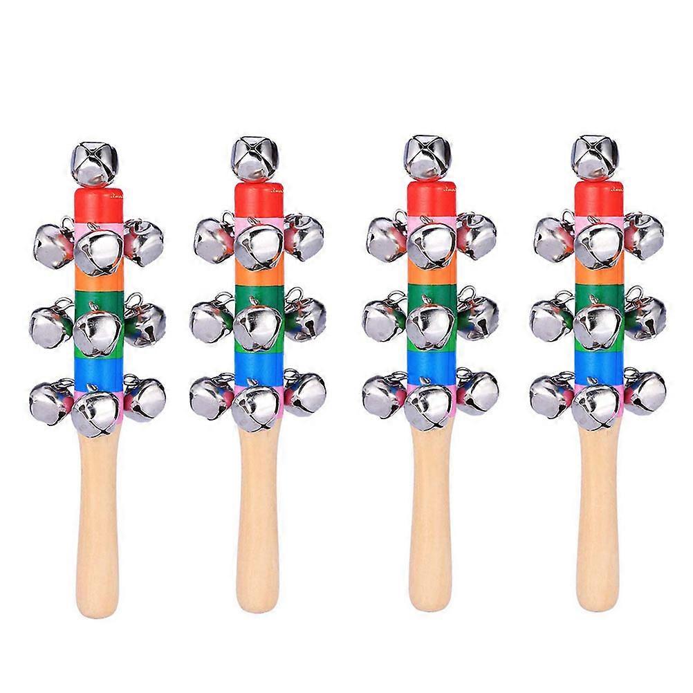 Educational Rattle Toys Hand Bell 4Pcs For Babies 6.7X2.2X1.9in Random Style Sound Production