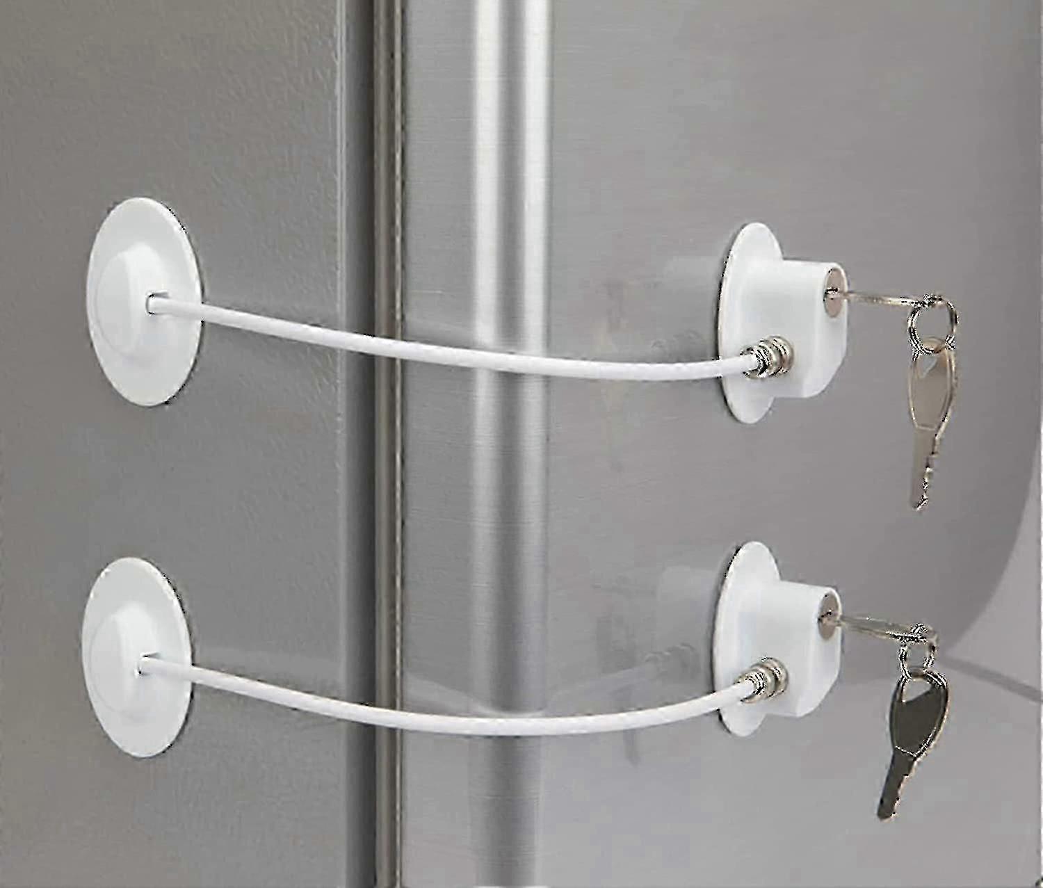 2 Pack Refrigerator Lock With 4 Keys, Refrigerator Lock Dorm Freezer Door Lock And Child Safety Cabinet Lock With Strong Adhesive