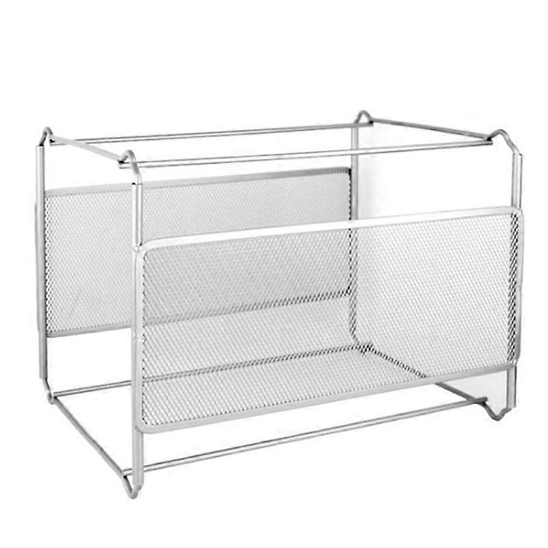 File Folder Wall Hanging File Folder Box, Mesh Metal File Organizer Box Hanging File Foldable Holder Storage Box for Files (Color: Purple)