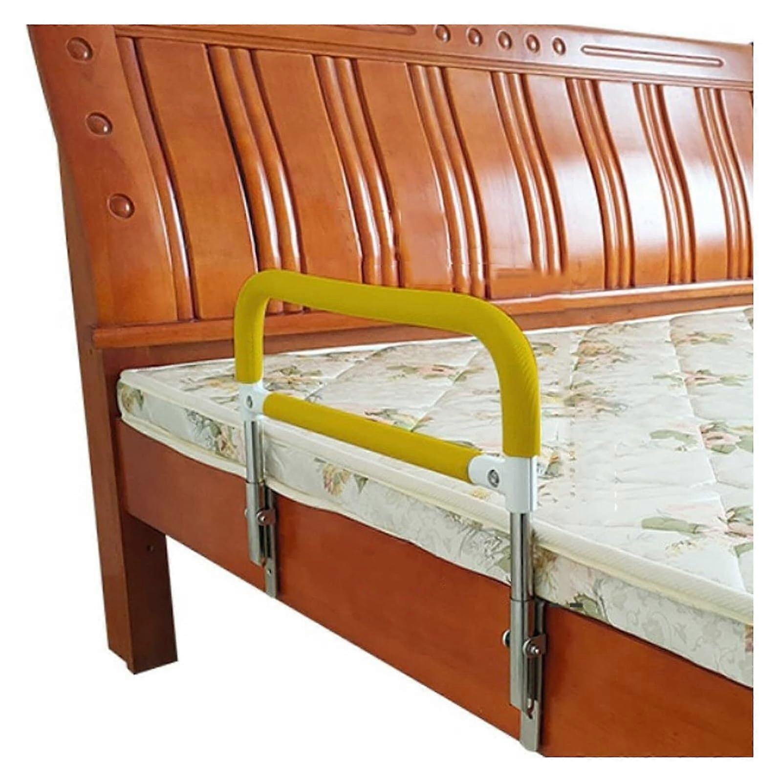 Toilet Safety Rail 100cm, Foldable Bed Support Rail for Elderly Adults, Handle for Easy Standing Up, Yellow