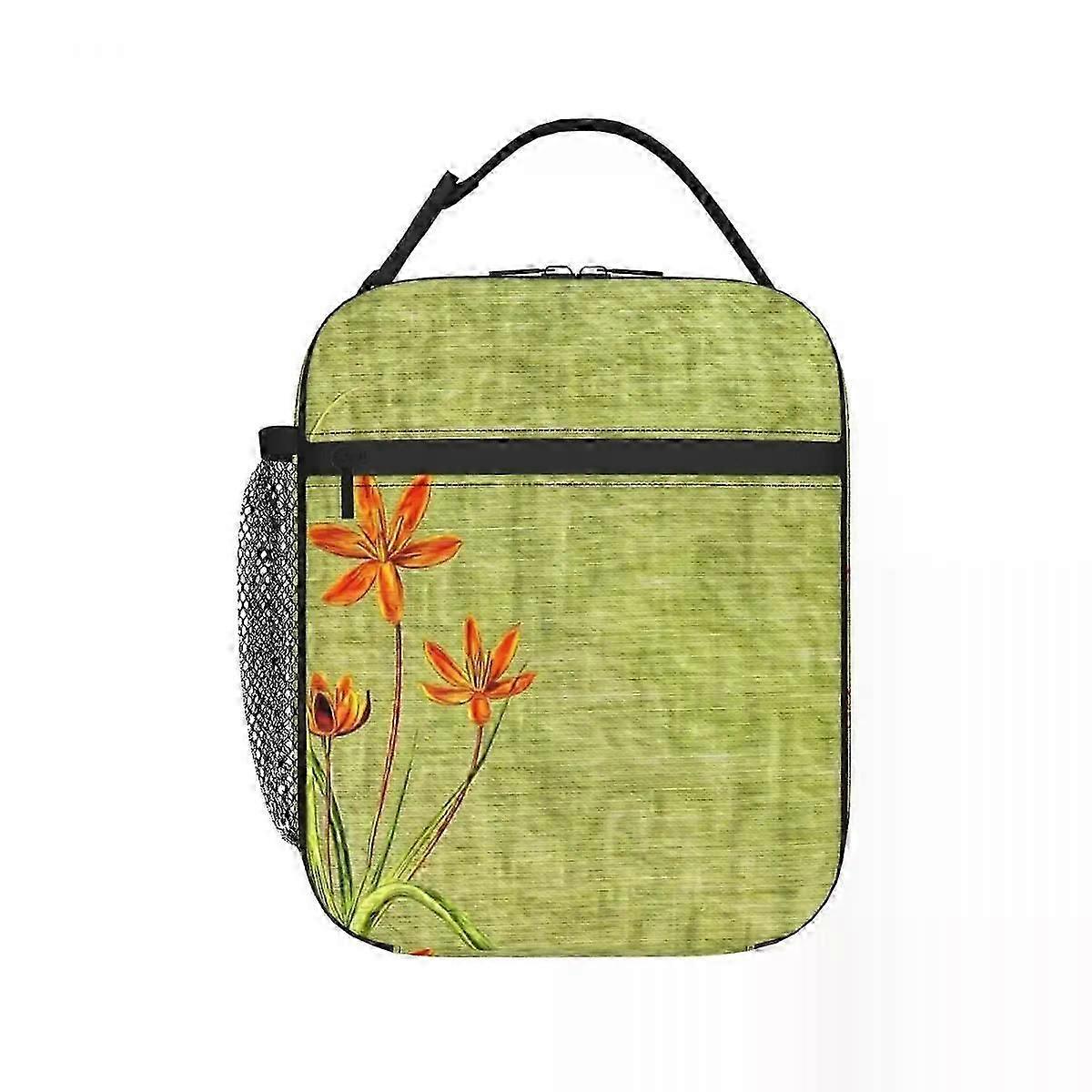 v1404 Enkle oransje blomster en matpose ip535