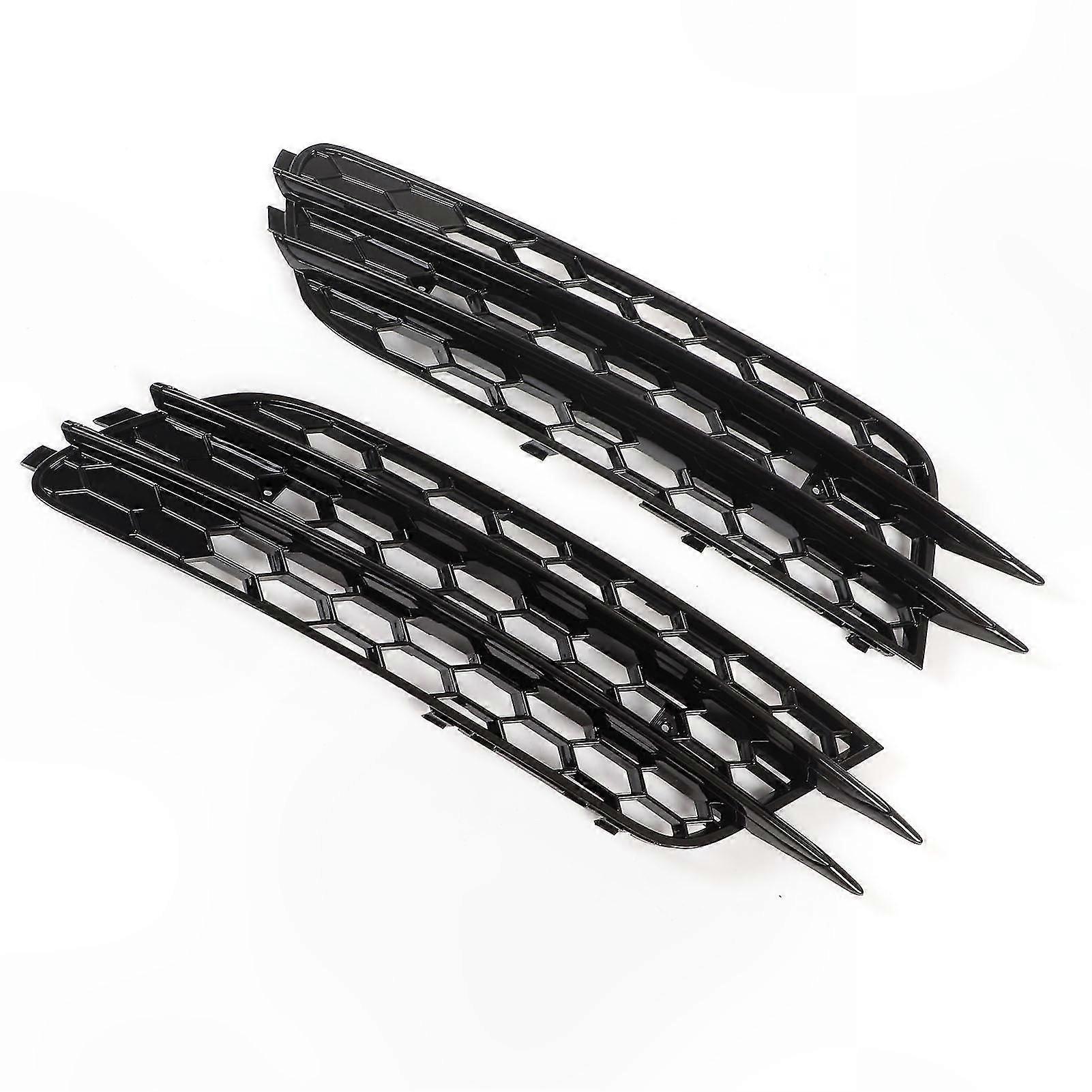 2pcs Glossy Black Front Fog Lamp Grille for A6 C7 2012-2015 Left Right Replacement Styling Accessory Trim Fit