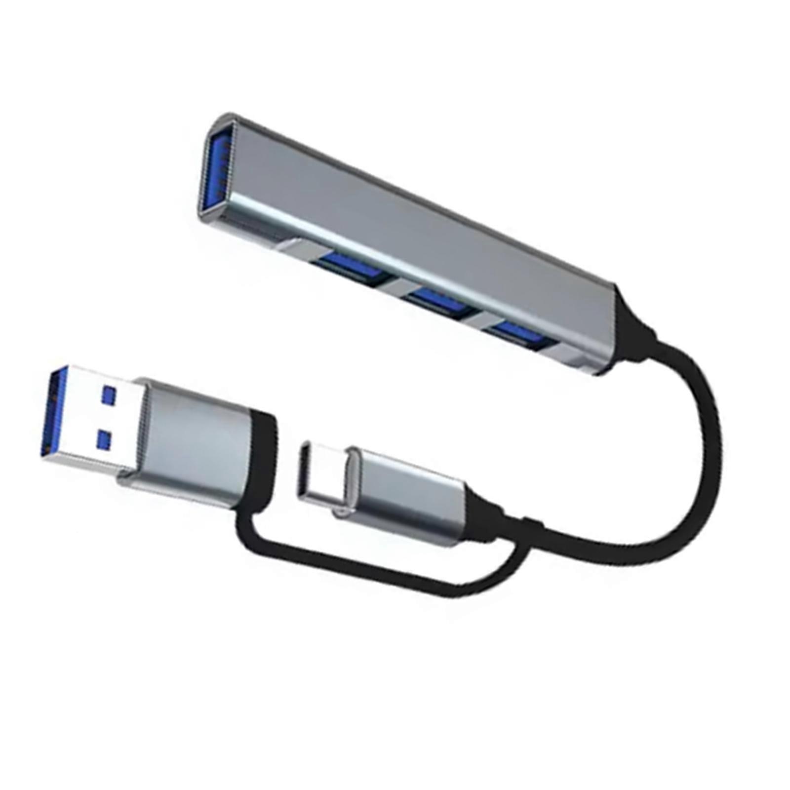 Συμπαγής διαχωριστής διανομέα USB τύπου C USB 3.0 υψηλής ταχύτητας USB 3.0 αλουμινίου κατάλληλος για φορητούς σταθμούς εργασίας γκρι
