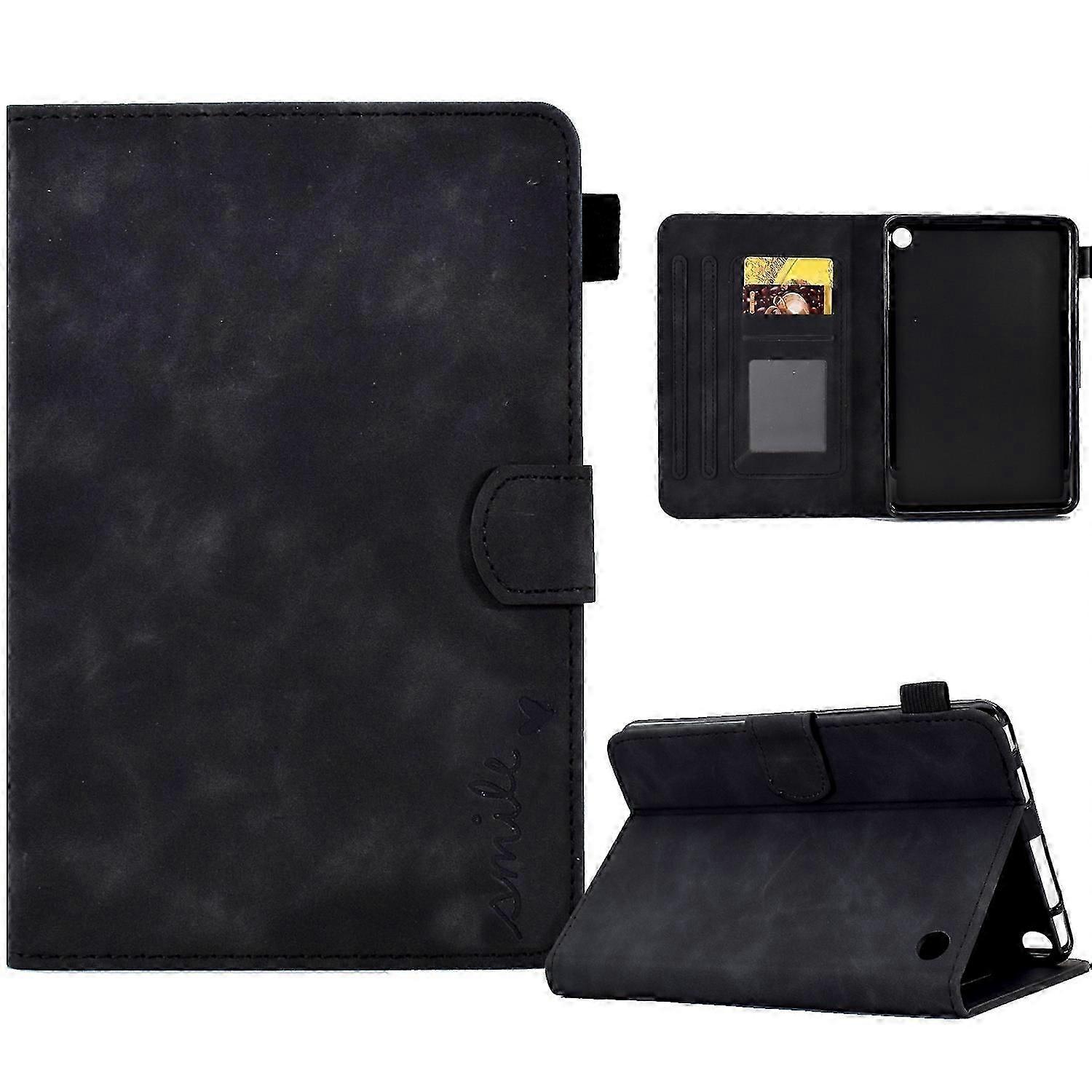 Für Amazon Kindle Fire 7 2022 Embossed Smile Flip Tablet Lederhülle